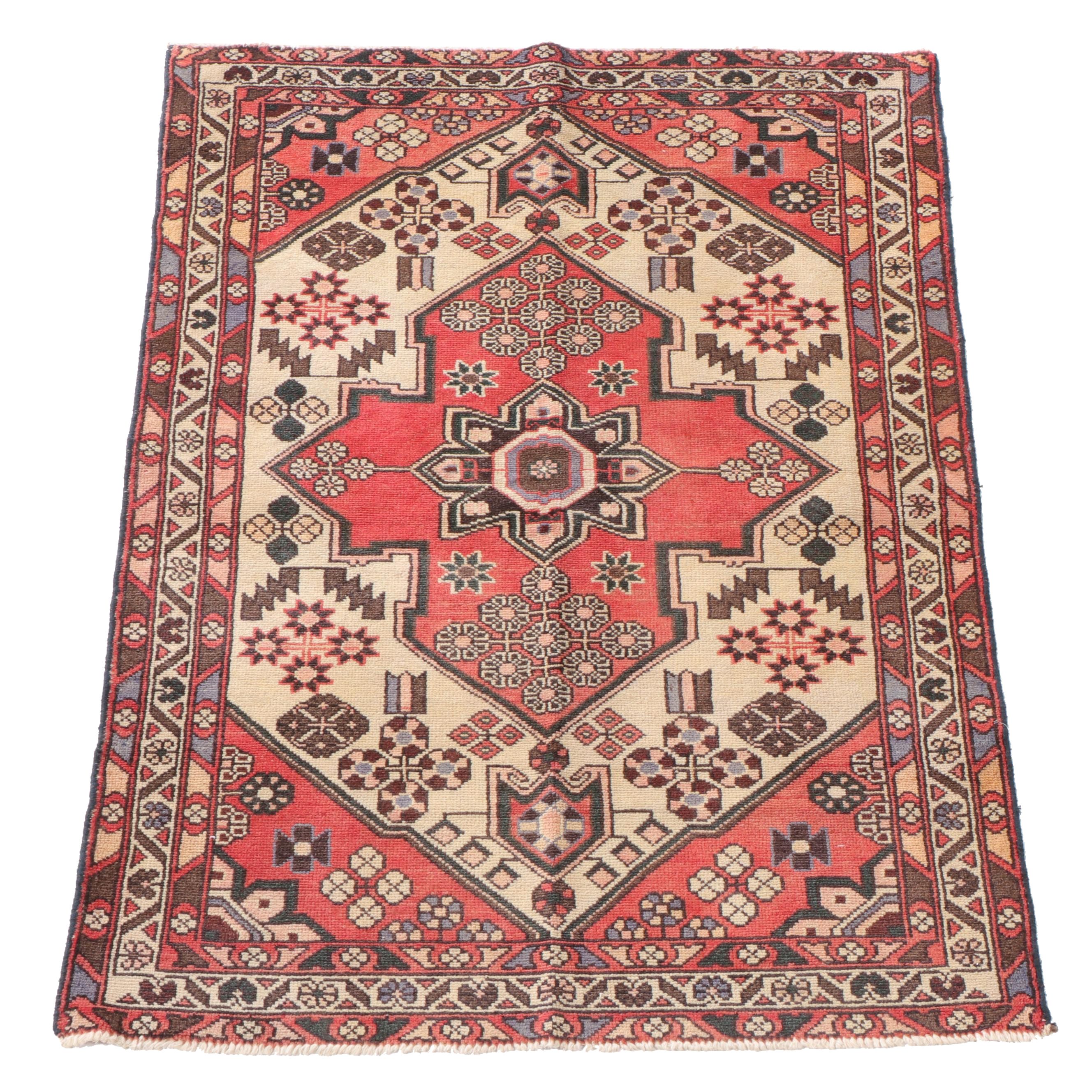 3'5 x 4'11 Hand-Knotted Persian Hamadan Accent Rug