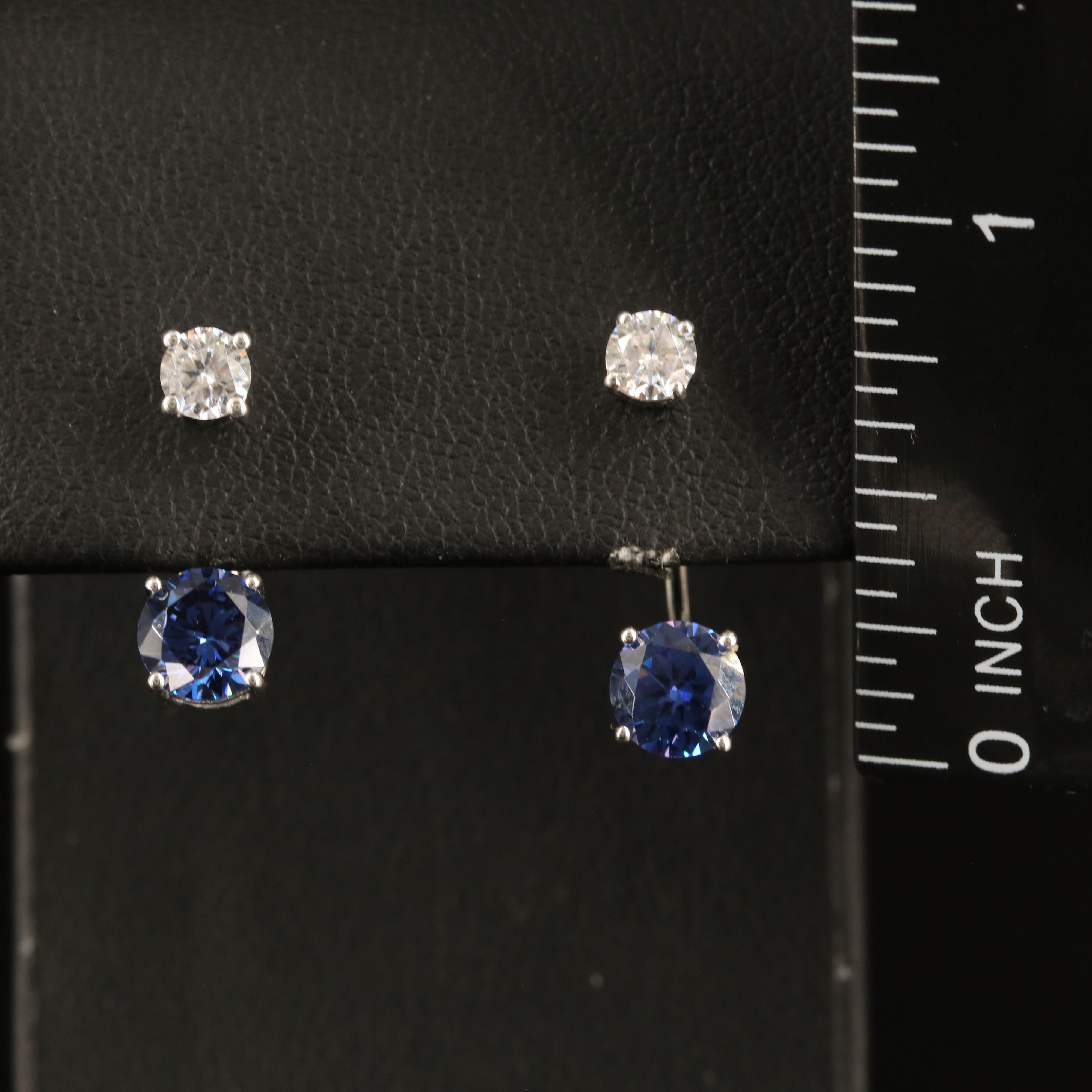 Sterling Cubic Zirconia Stud Earrings with Enhancers