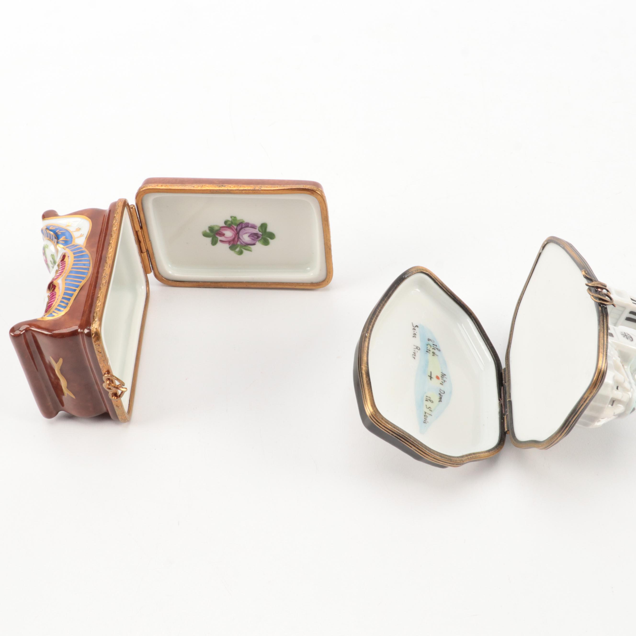 Notre-Dame de Paris and Bed Themed Porcelain Limoges Boxes