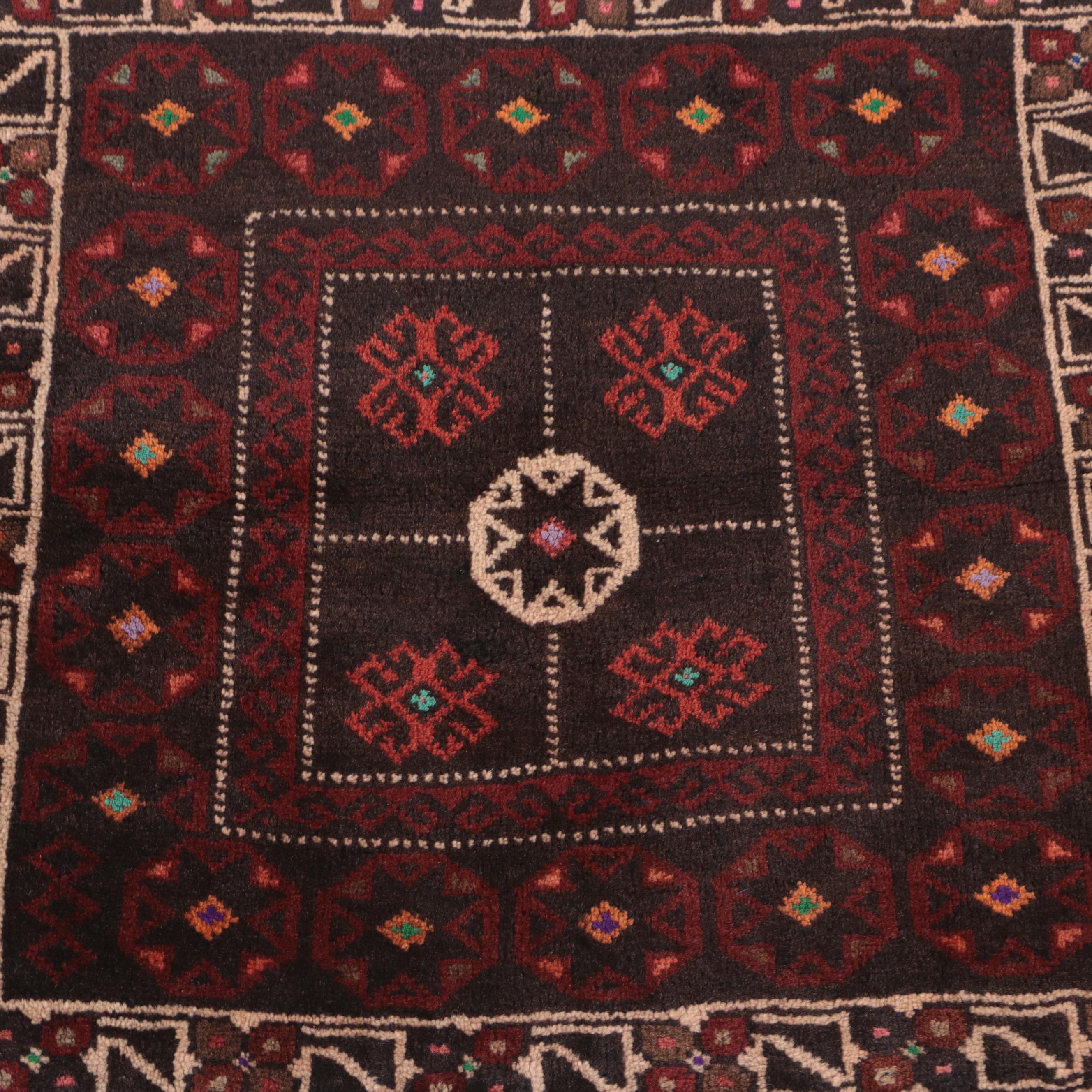 2' x 2' Hand-Knotted Afghan Baluch Floor Mat