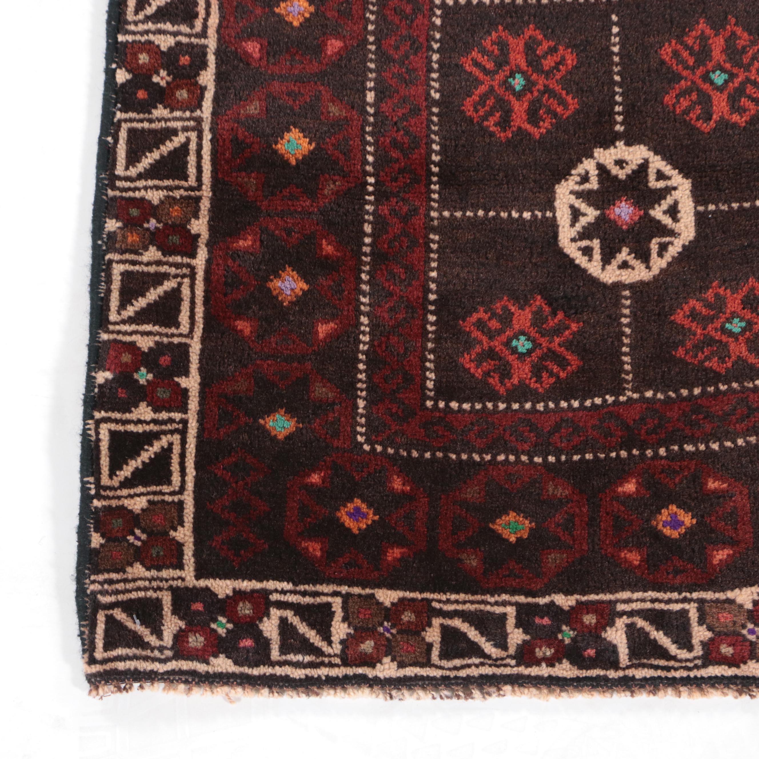2' x 2' Hand-Knotted Afghan Baluch Floor Mat