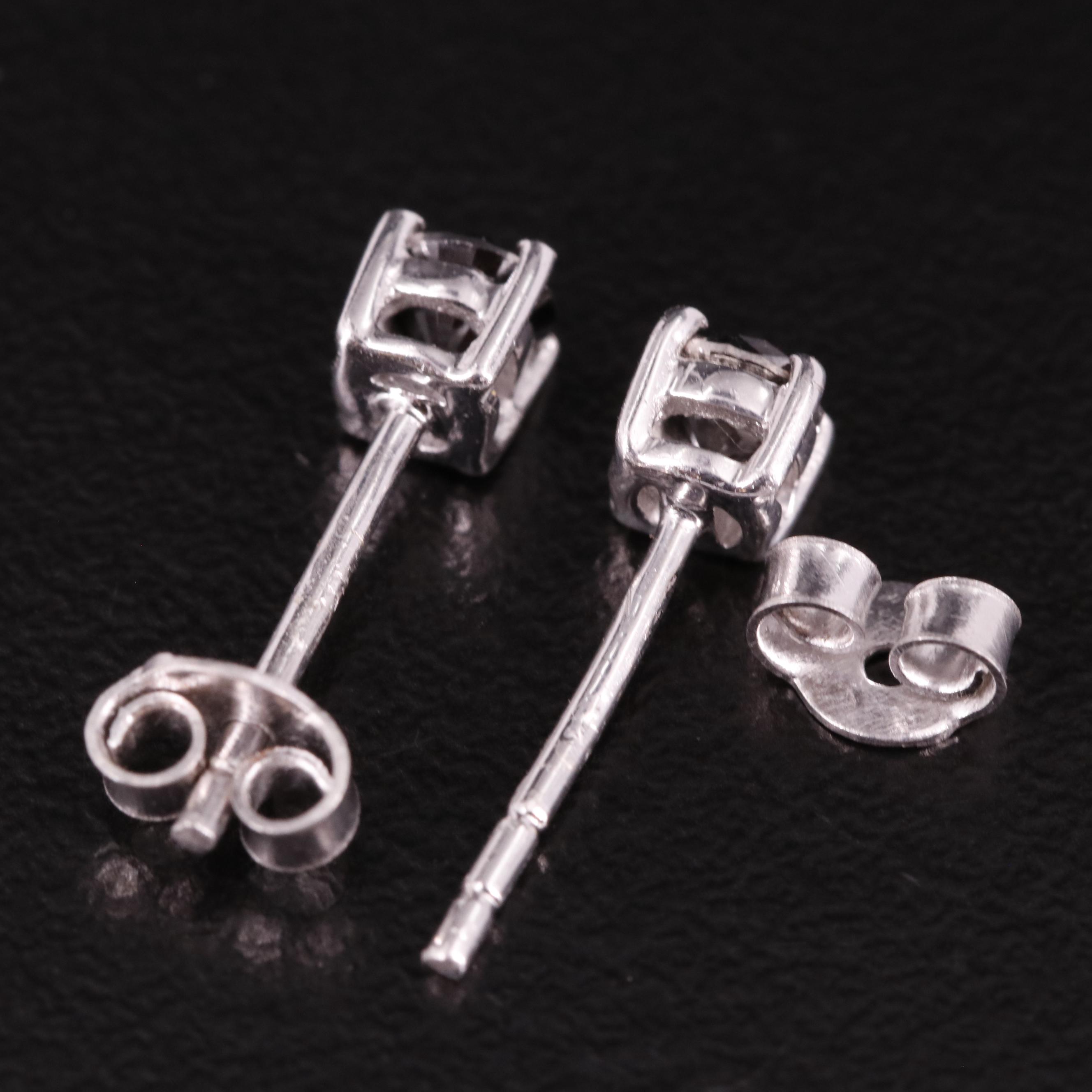 Sterling Diamond Stud Earrings