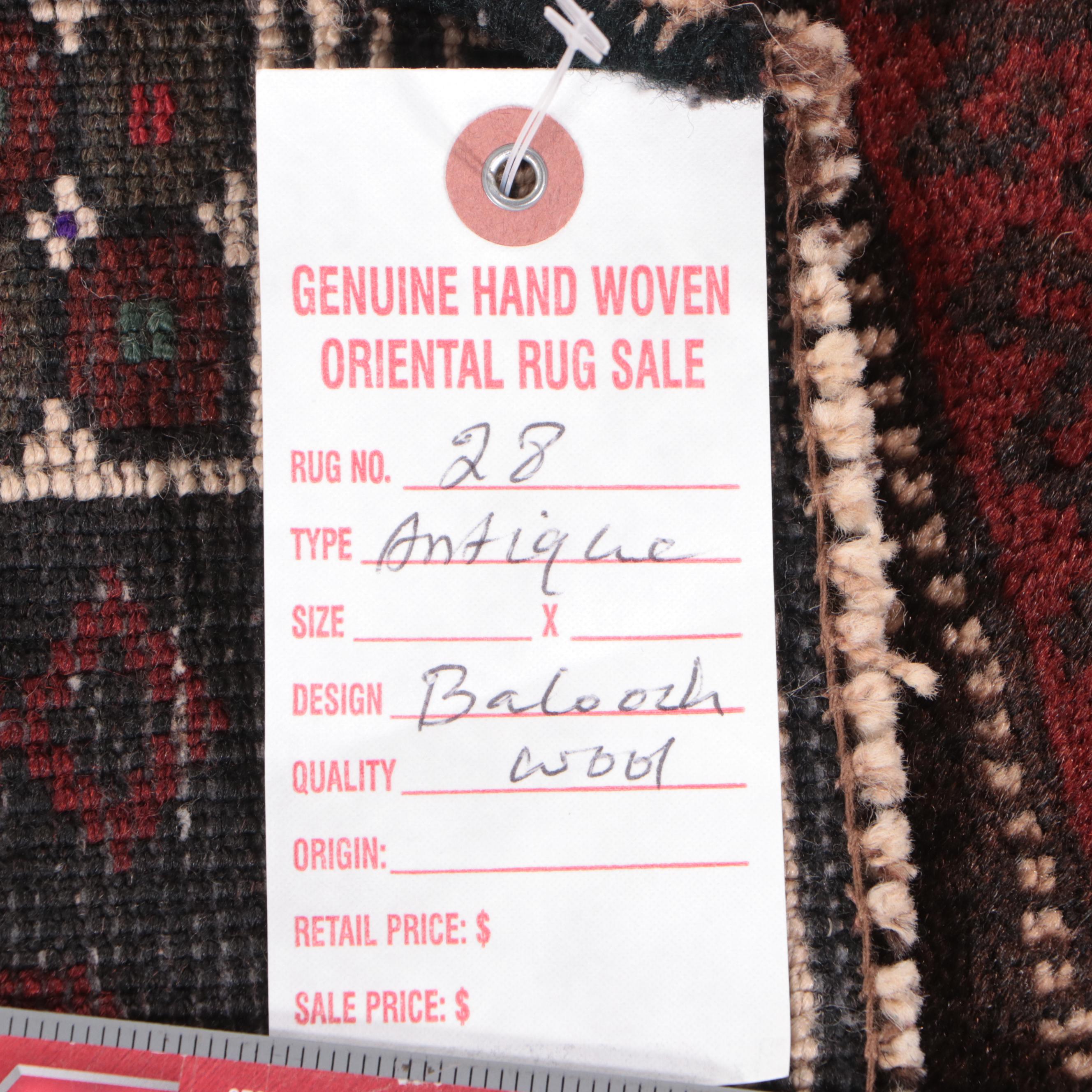 2' x 2' Hand-Knotted Afghan Baluch Floor Mat