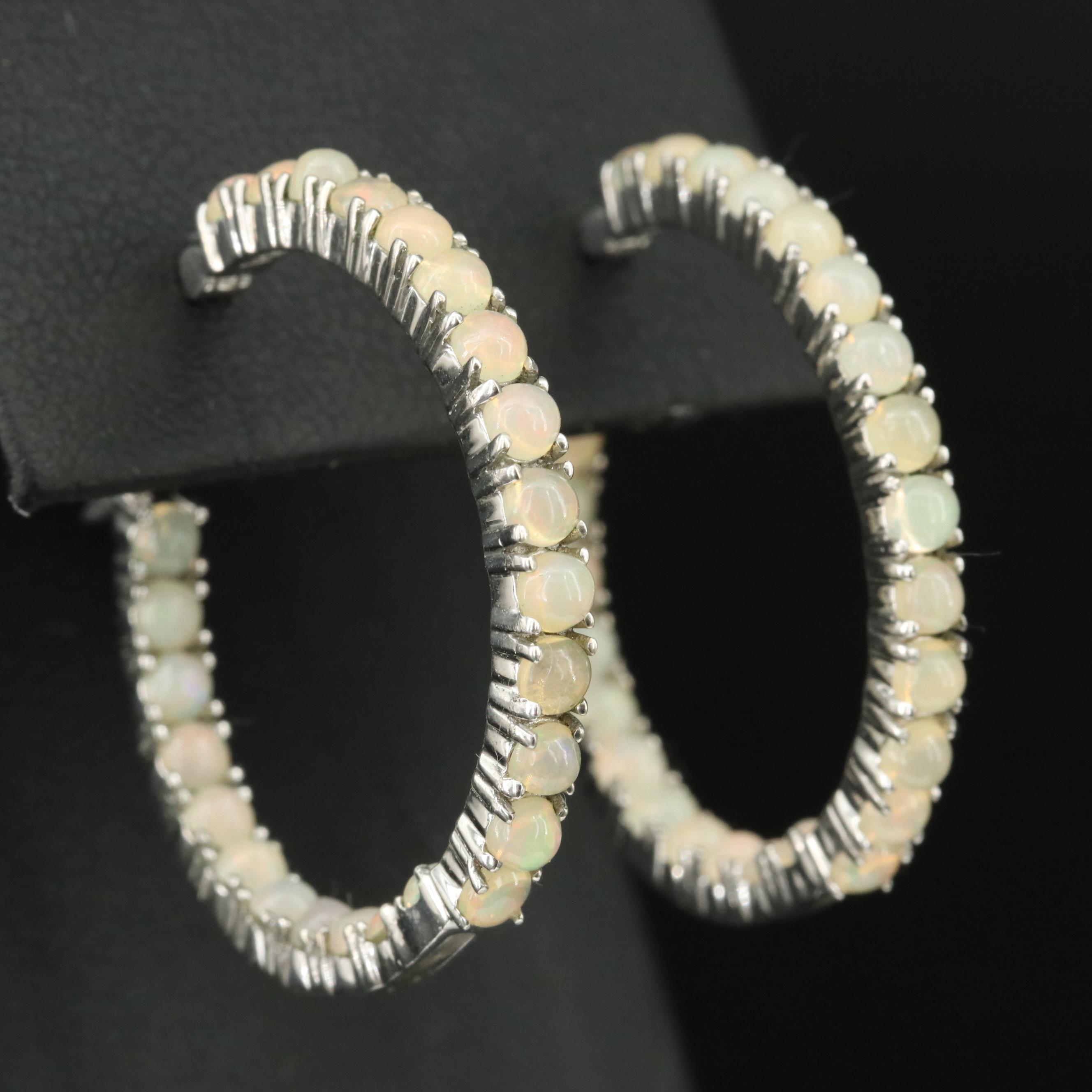 Sterling Opal Inside-Out Hoop Earrings