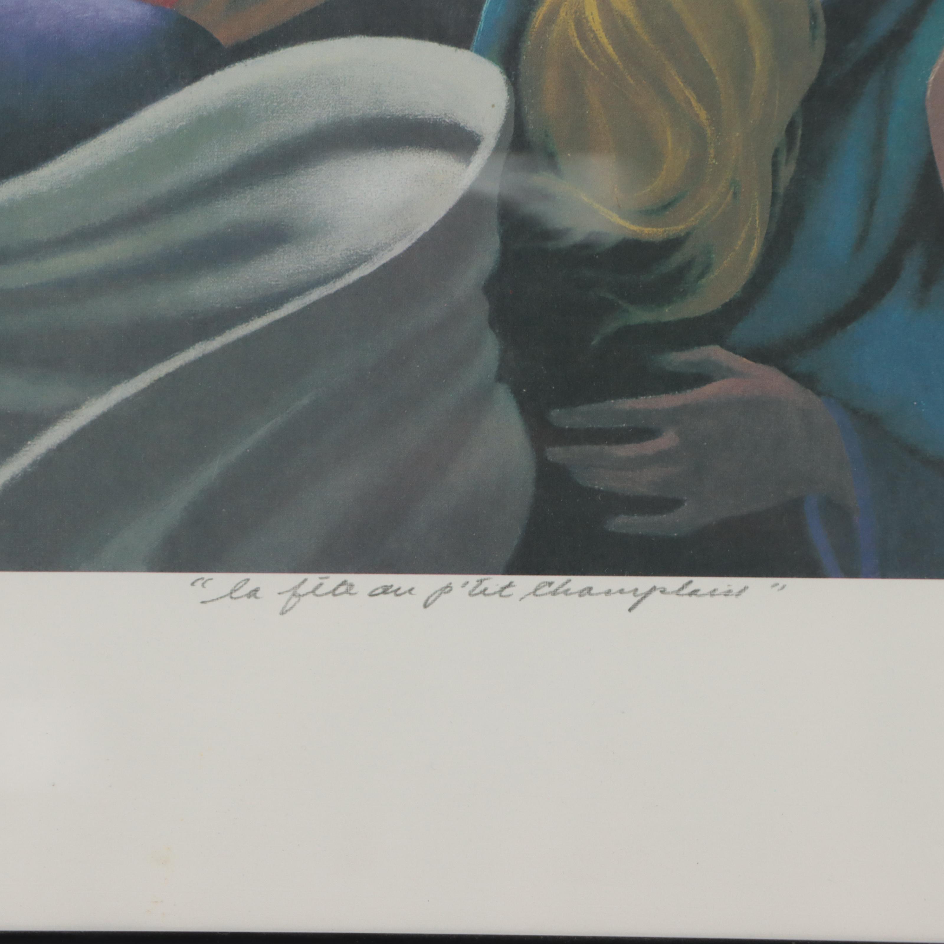 Claude Théberge Offset Lithograph "La Fête au p'tit Champlaise"