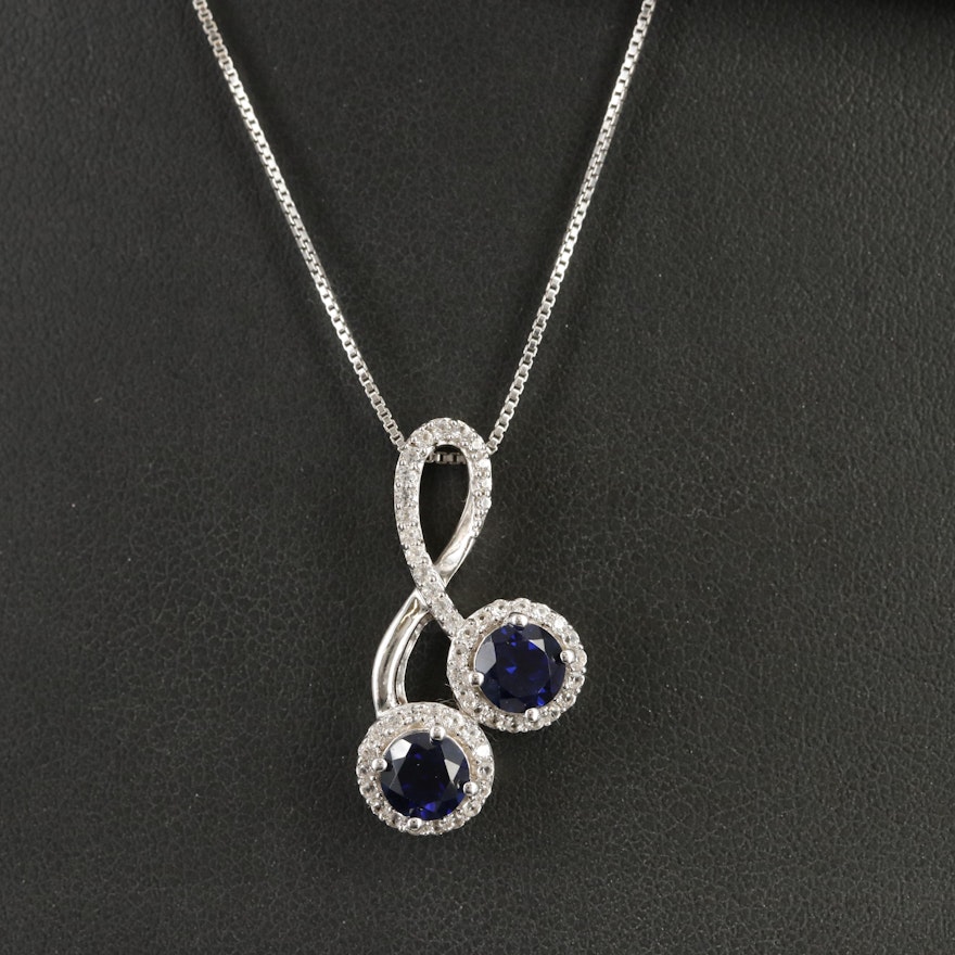 Sterling Sapphire Pendant Necklace