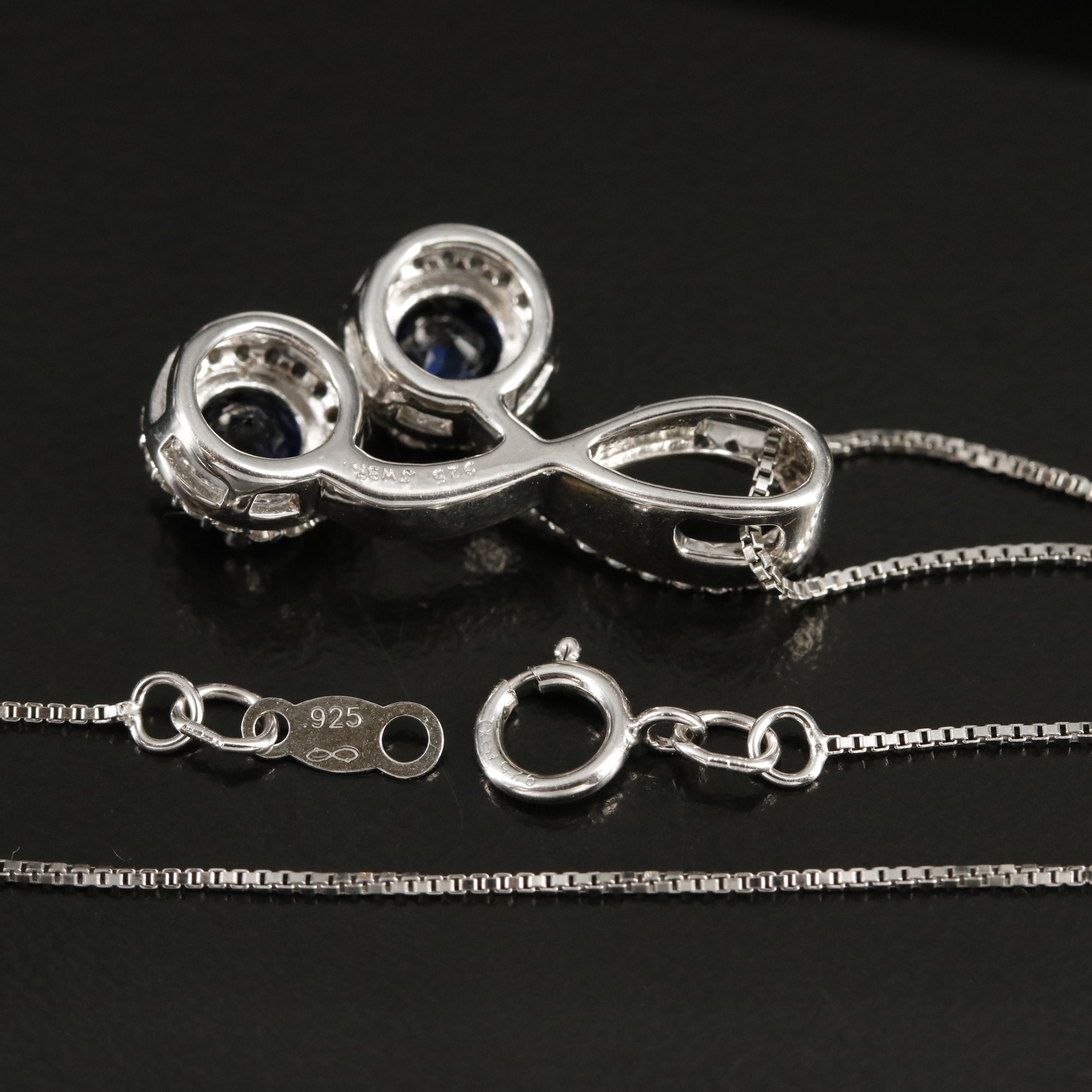 Sterling Sapphire Pendant Necklace