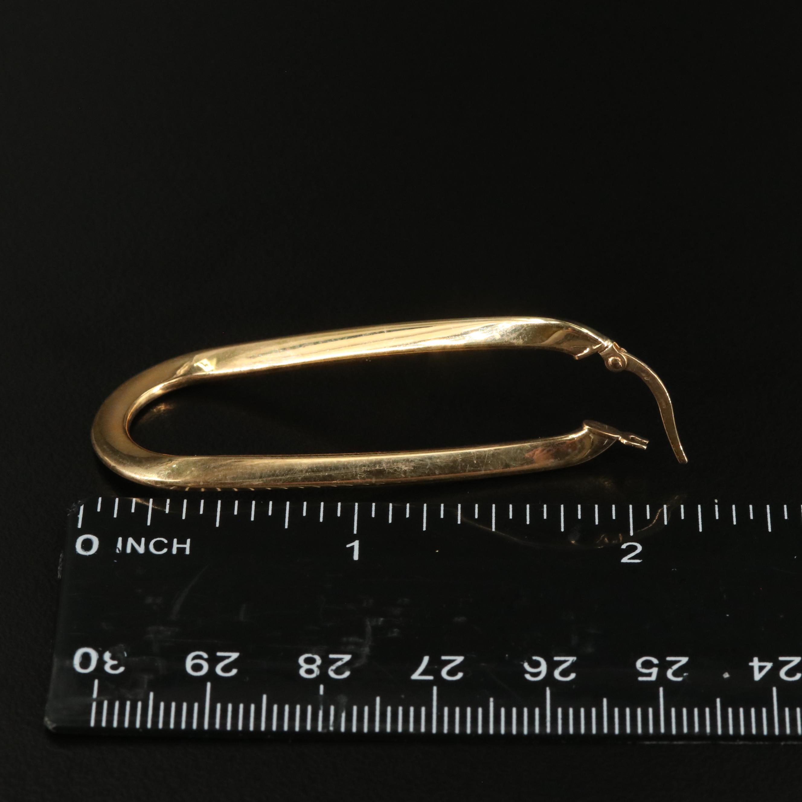 14K Oval Twist Hoop Earrings