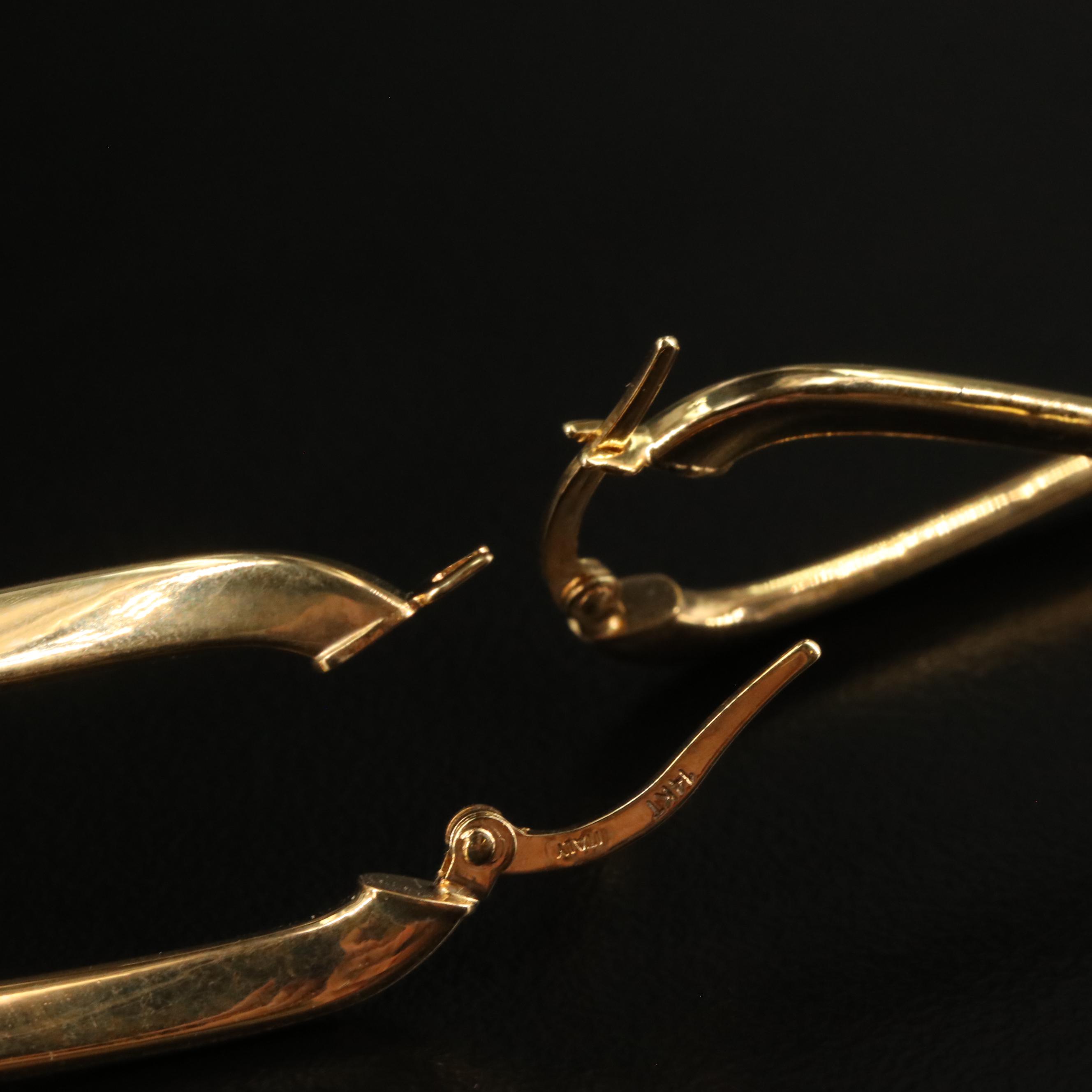 14K Oval Twist Hoop Earrings