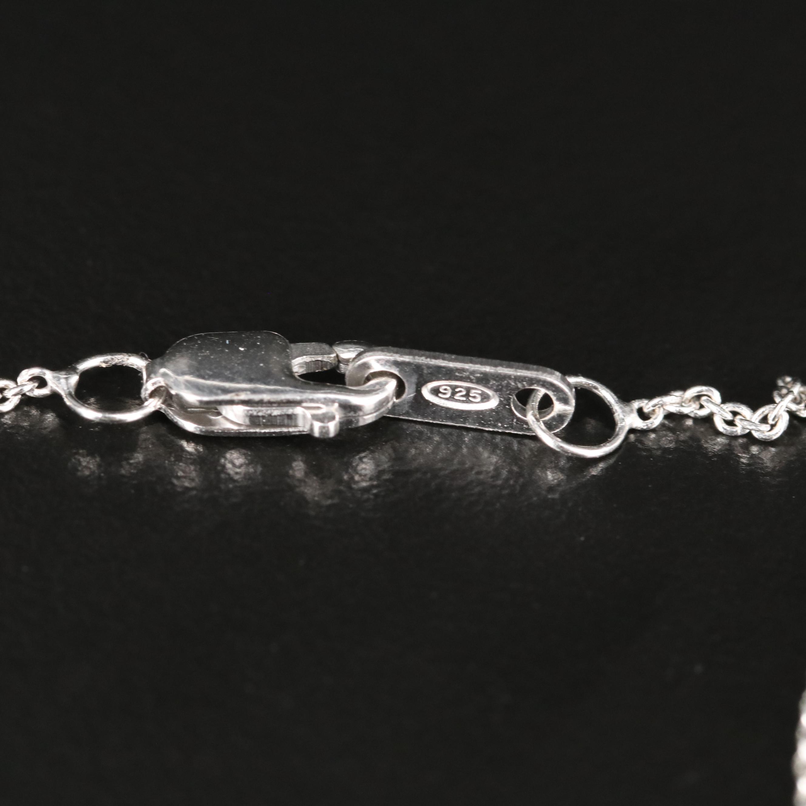 Sterling Sapphire and Cubic Zirconia Pendant Necklace