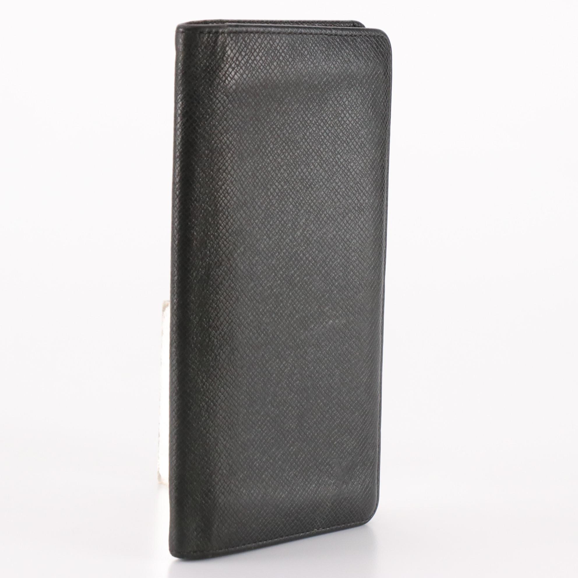 Louis Vuitton Brazza Wallet in Black Taïga Leather