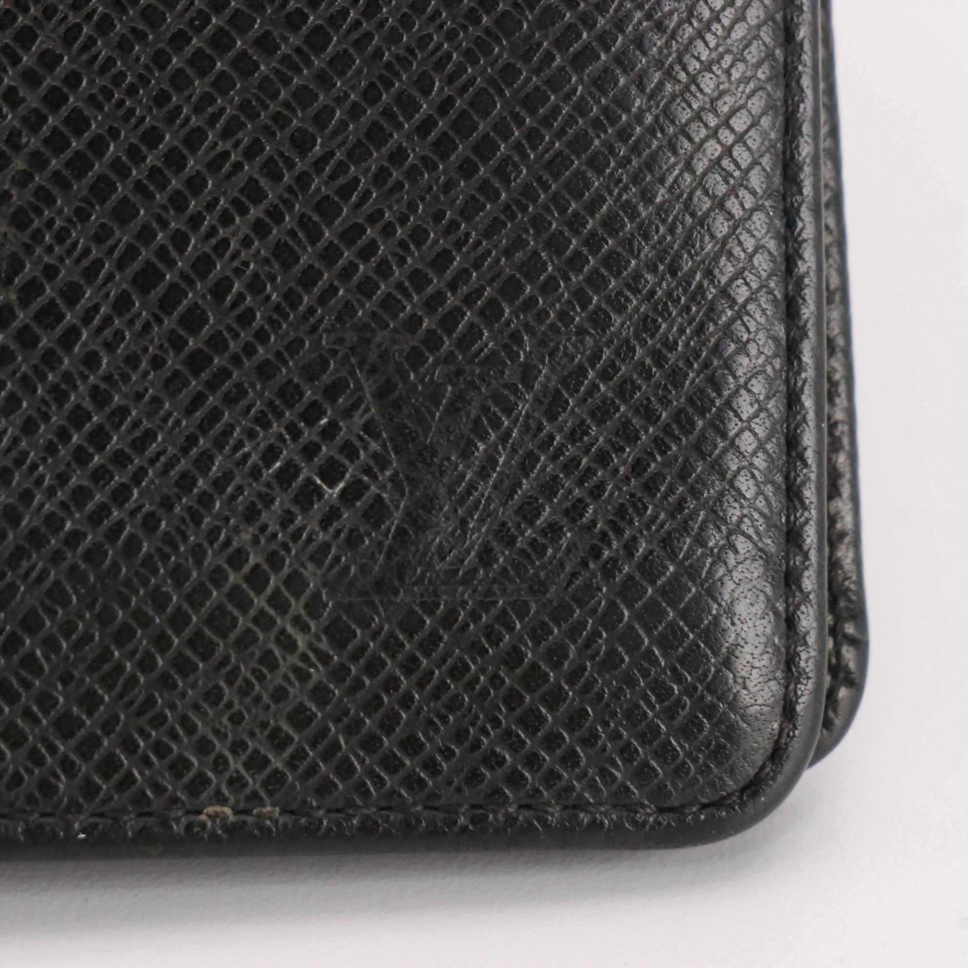 Louis Vuitton Brazza Wallet in Black Taïga Leather