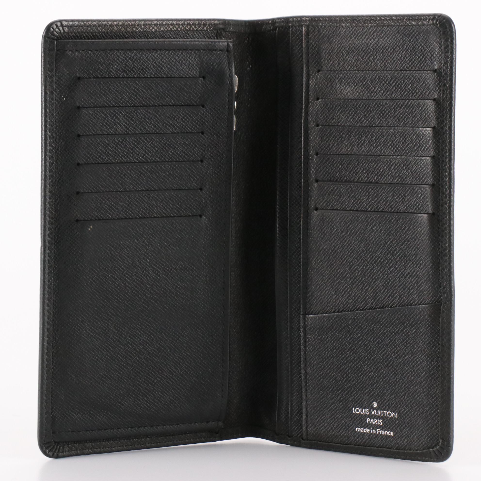 Louis Vuitton Brazza Wallet in Black Taïga Leather