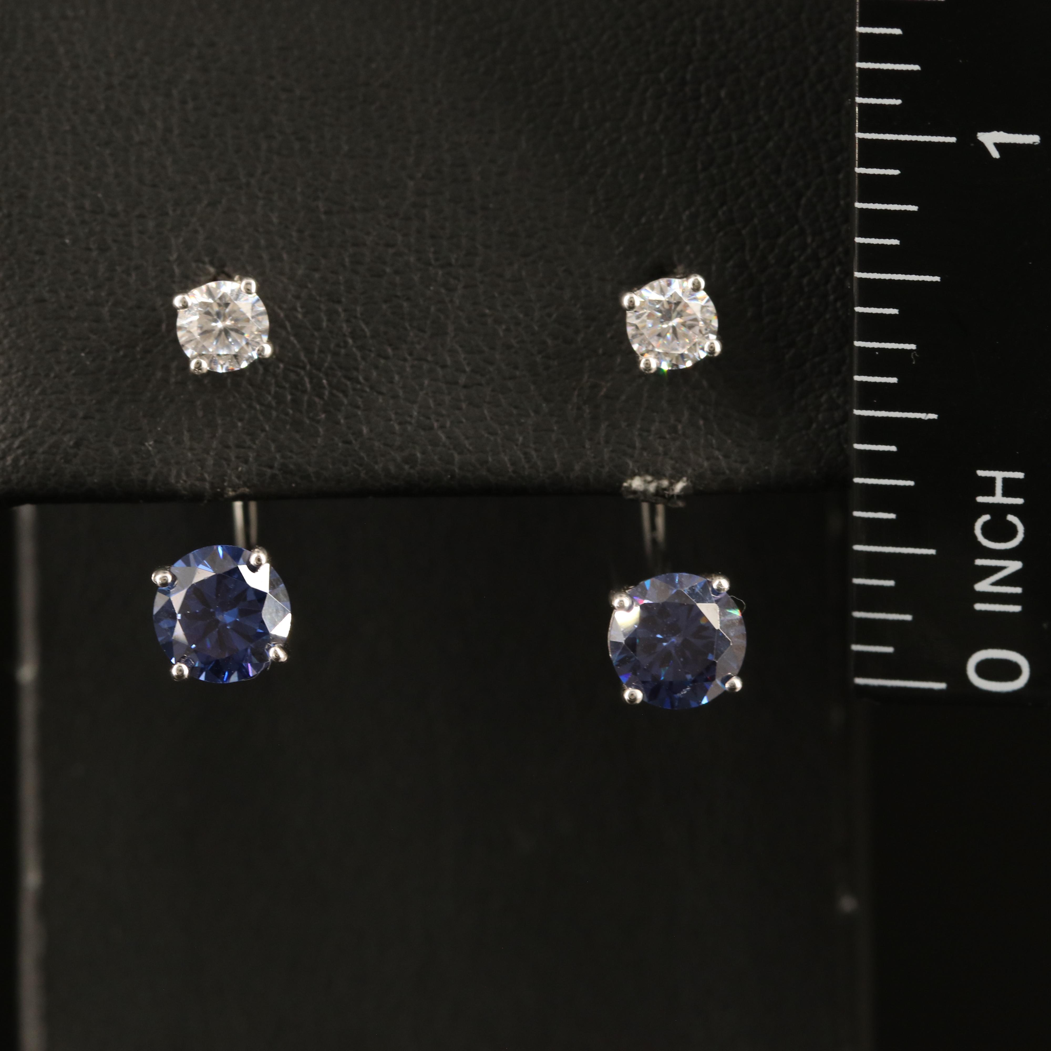 Sterling Cubic Zirconia Stud Earrings with Enhancers