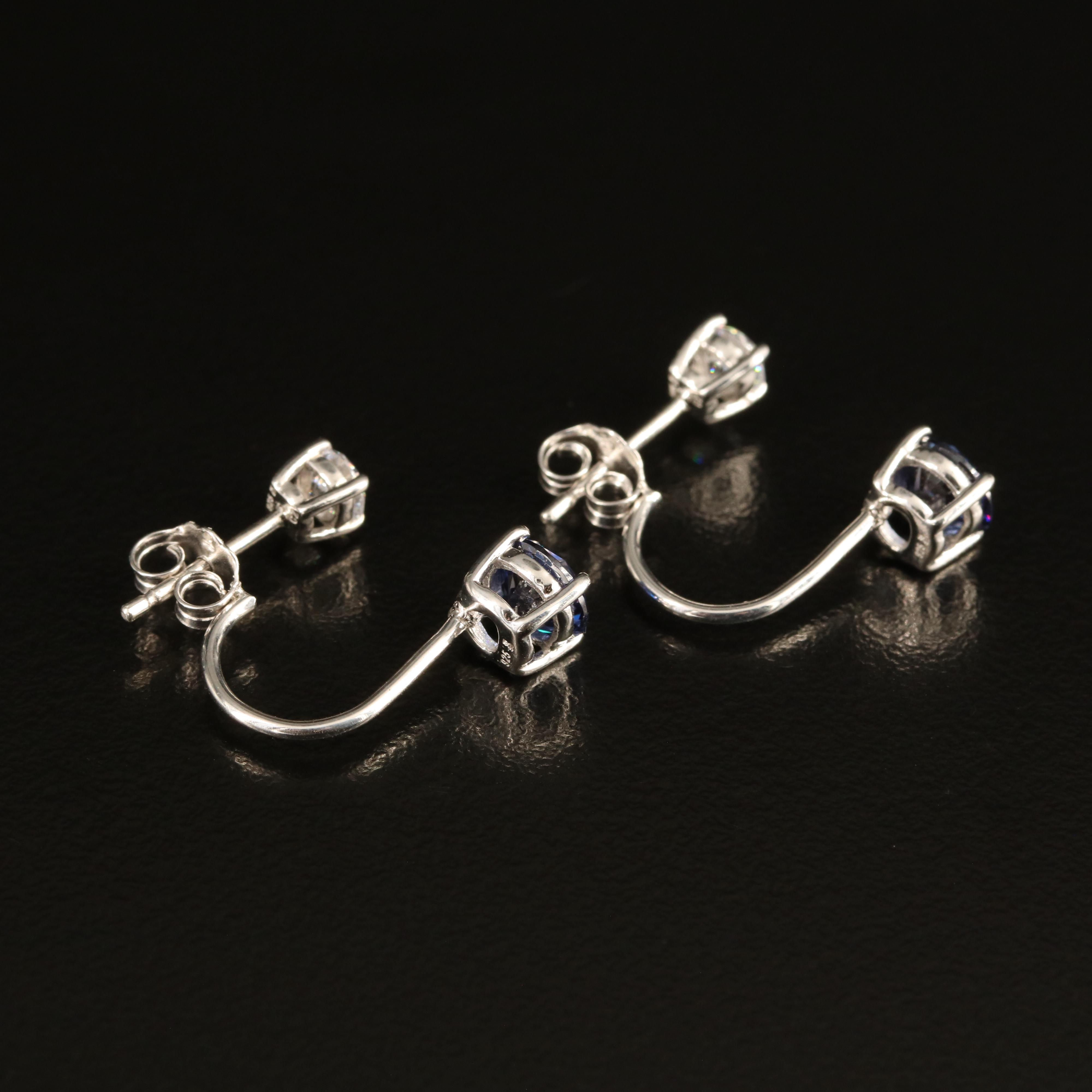 Sterling Cubic Zirconia Stud Earrings with Enhancers