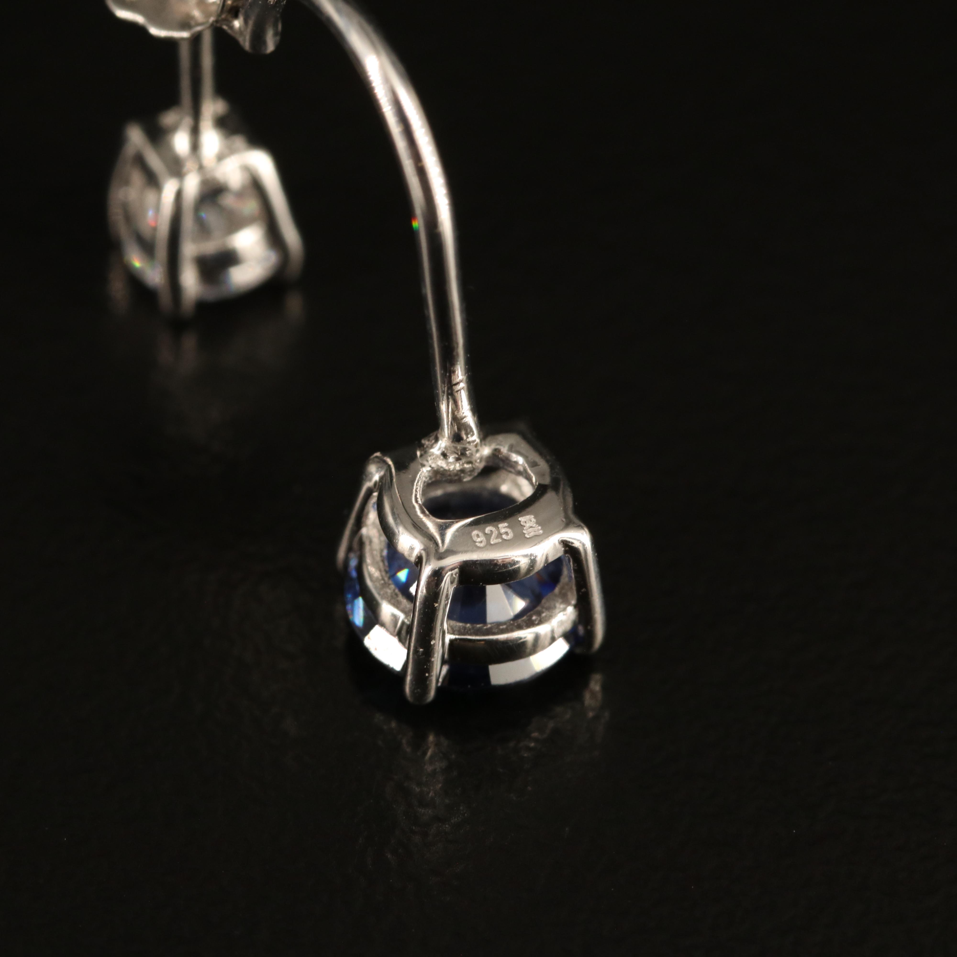 Sterling Cubic Zirconia Stud Earrings with Enhancers