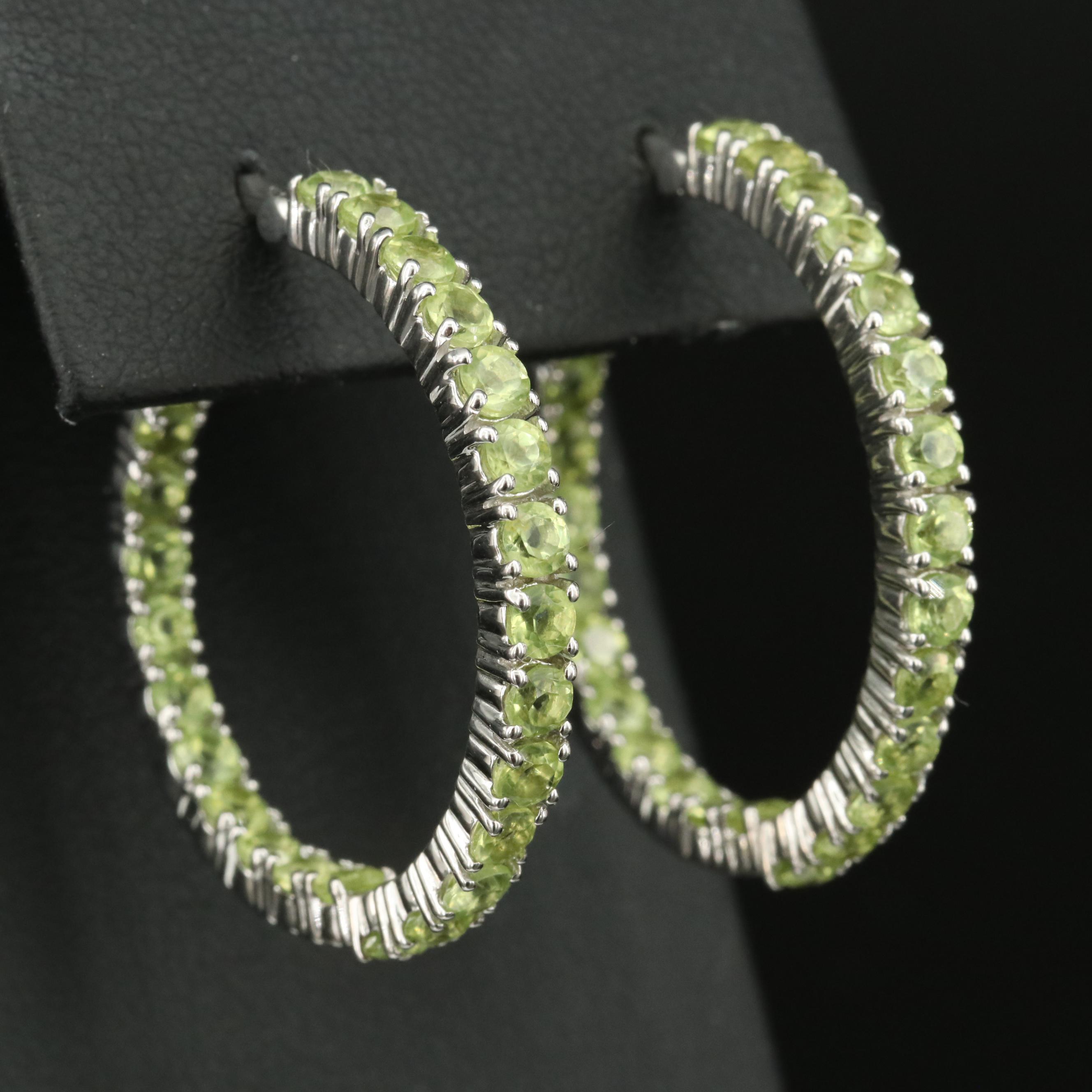 Sterling Peridot Inside-Out Hoop Earrings