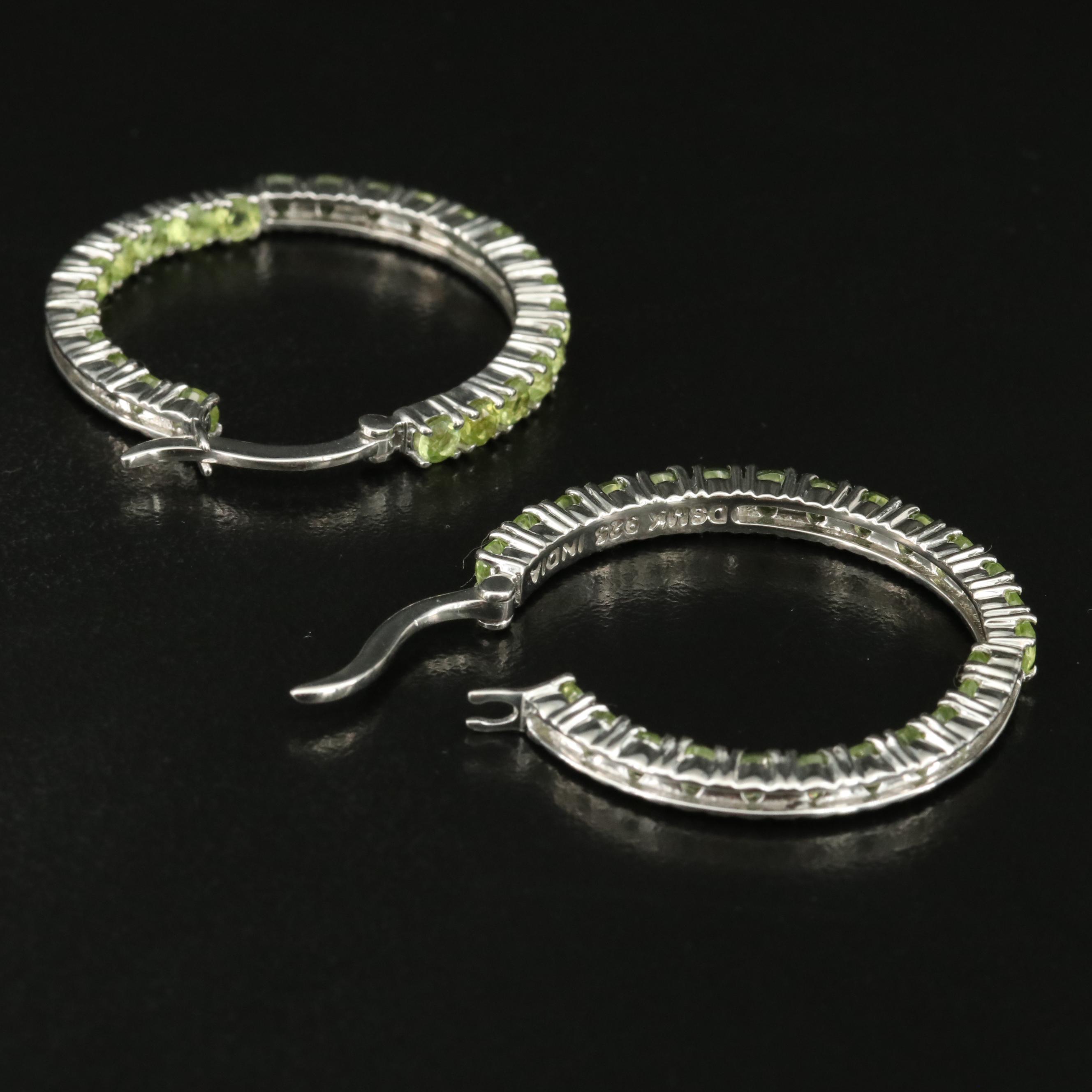Sterling Peridot Inside-Out Hoop Earrings