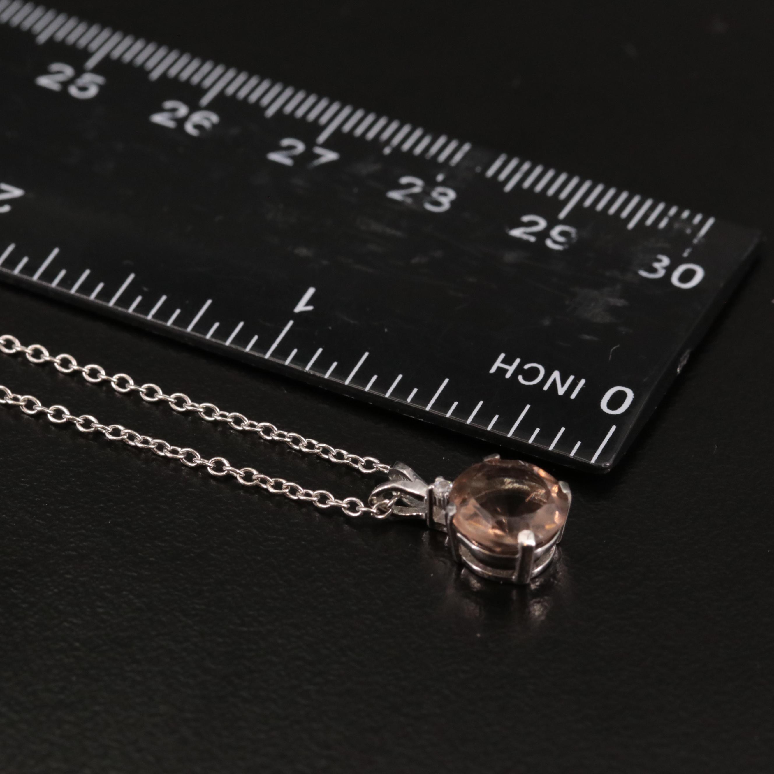 Sterling Smoky Quartz and White Topaz Pendant Necklace