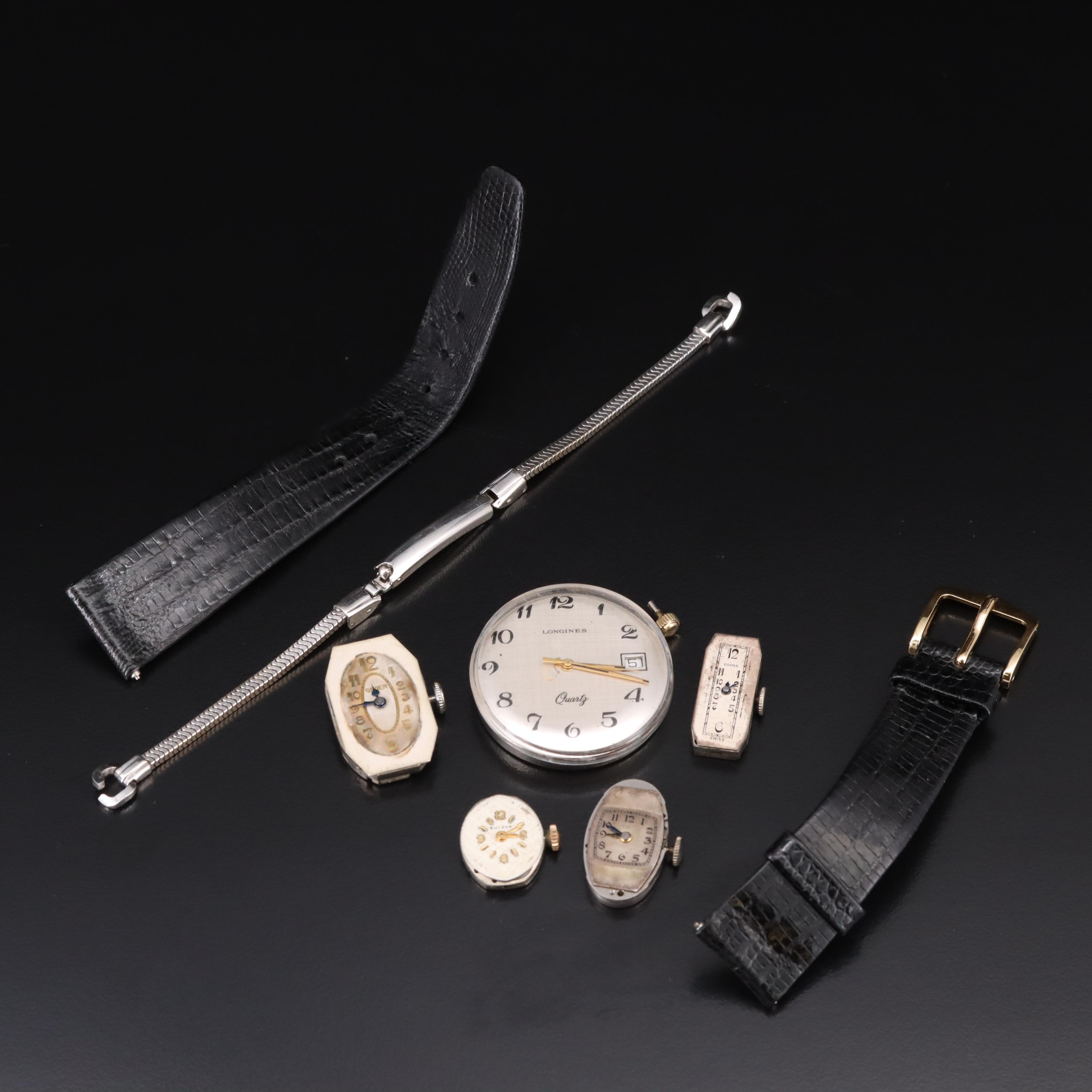 Longines, Gruen and Selection of Movements, Dials and Watch Parts