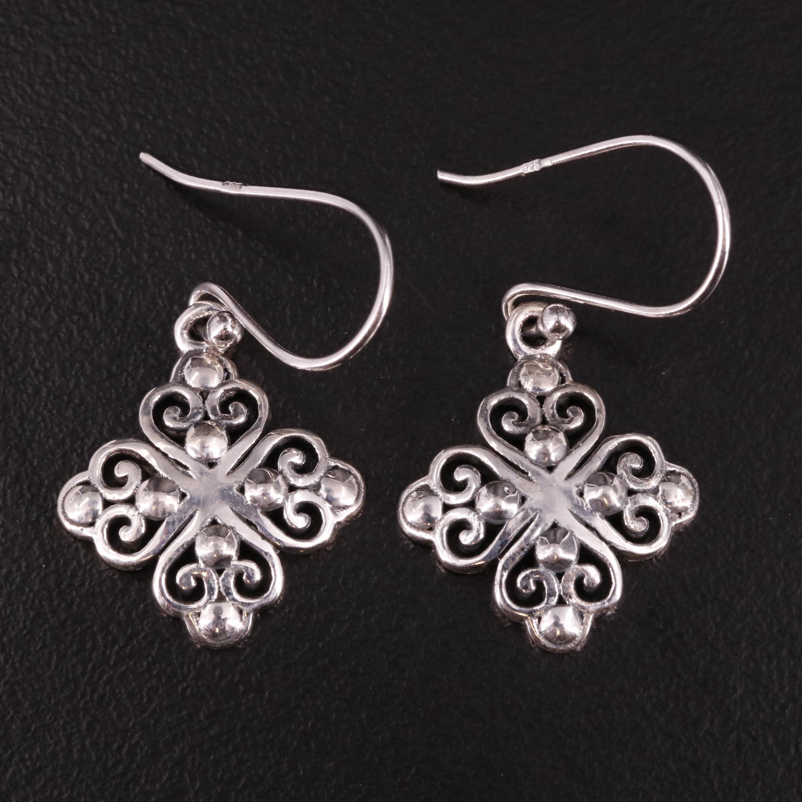Sterling Floral Drop Earrings