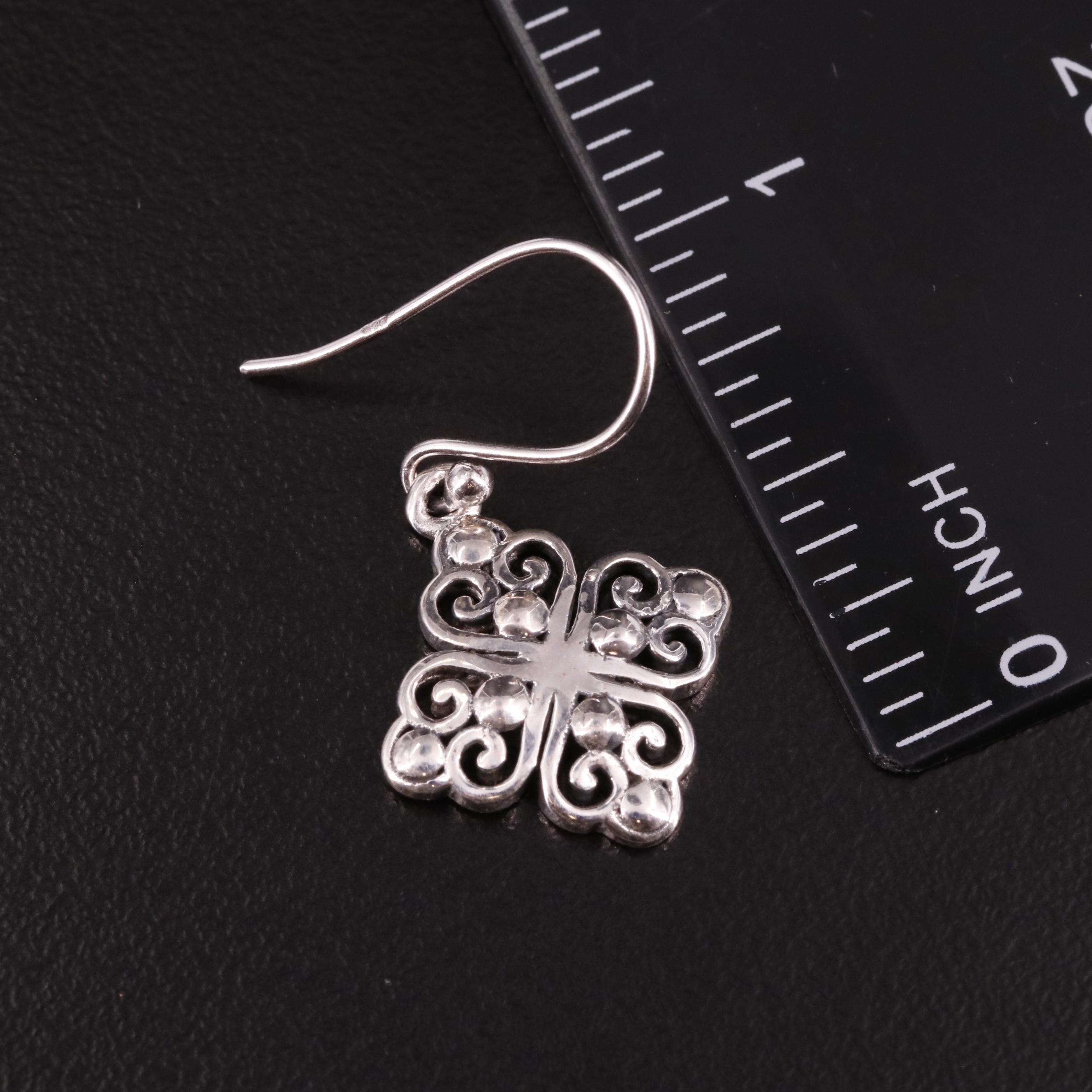 Sterling Floral Drop Earrings