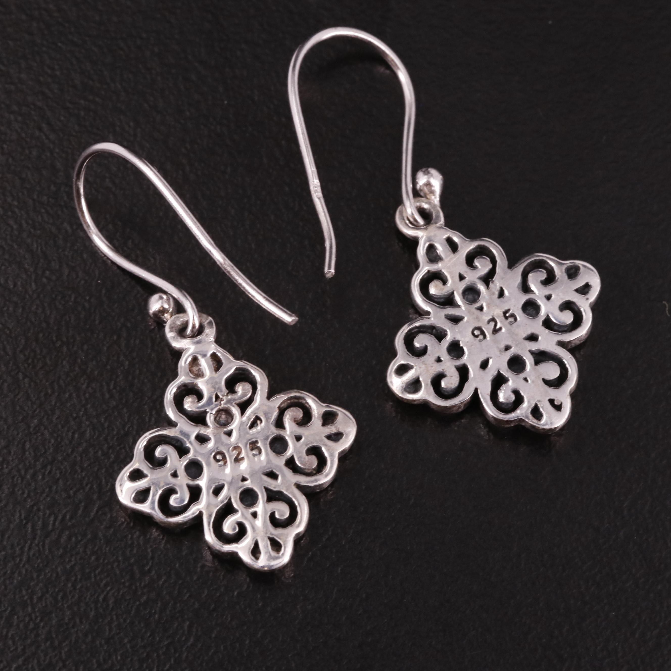 Sterling Floral Drop Earrings