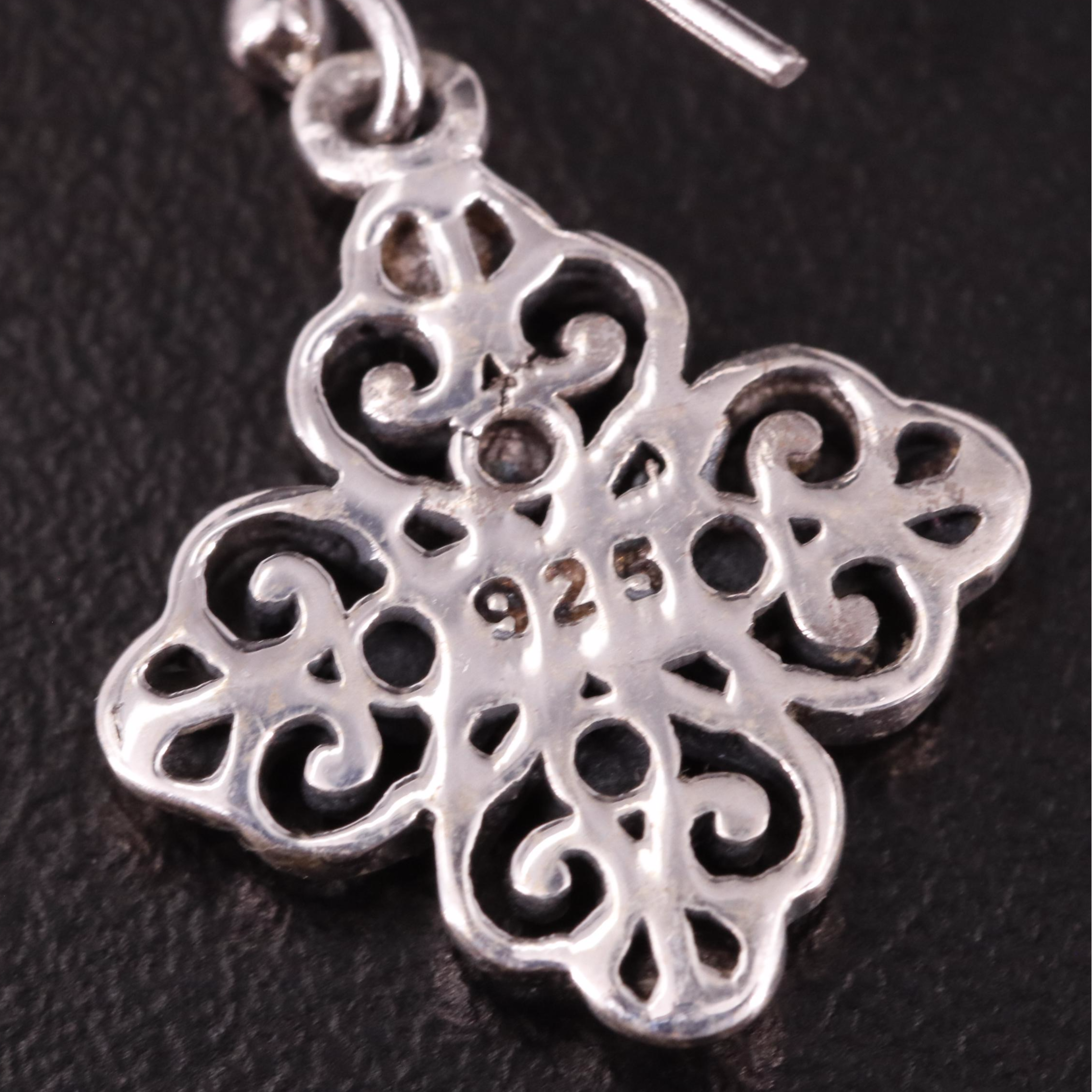 Sterling Floral Drop Earrings