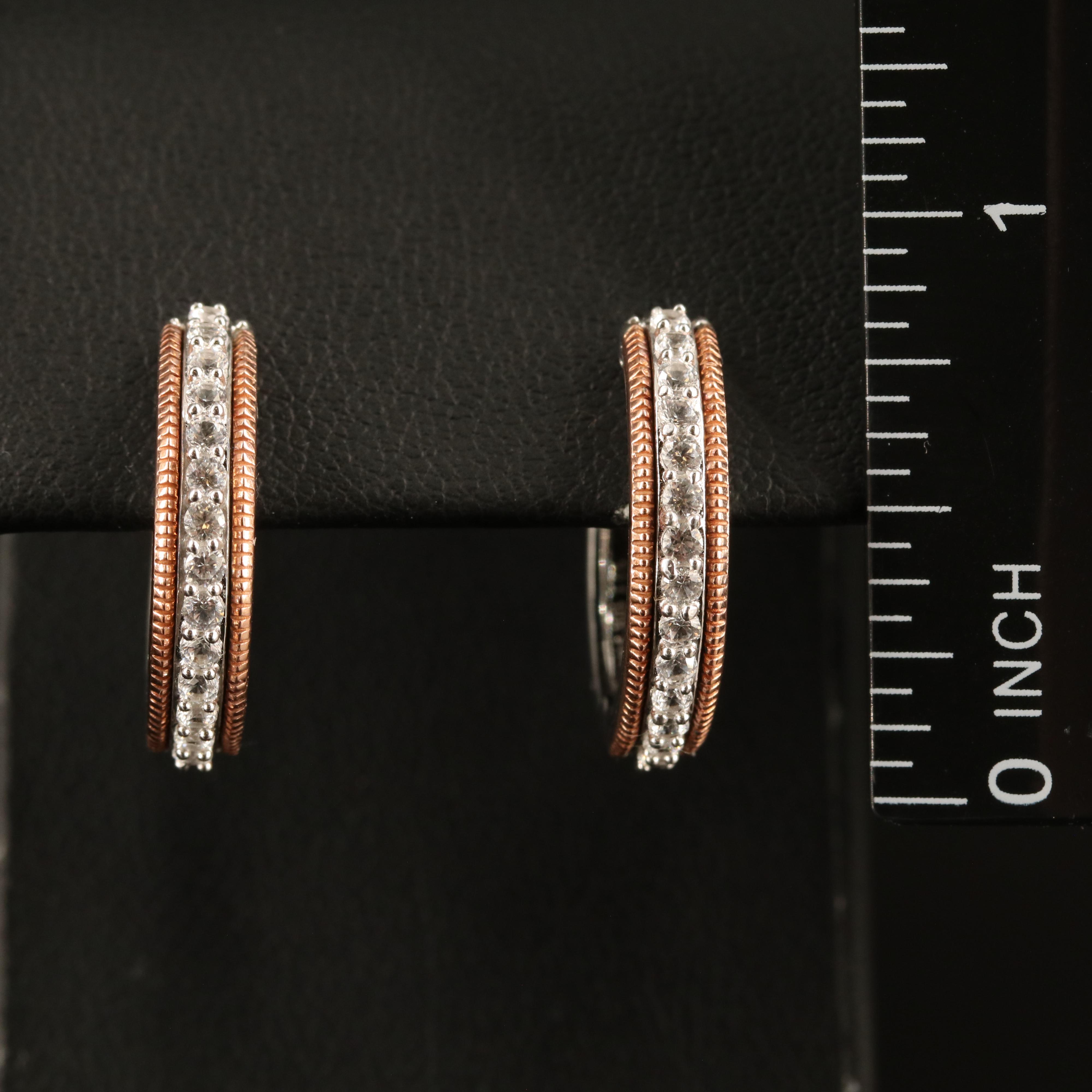 Sterling Sapphire Hoop Earrings with 10K Rose Gold Accents
