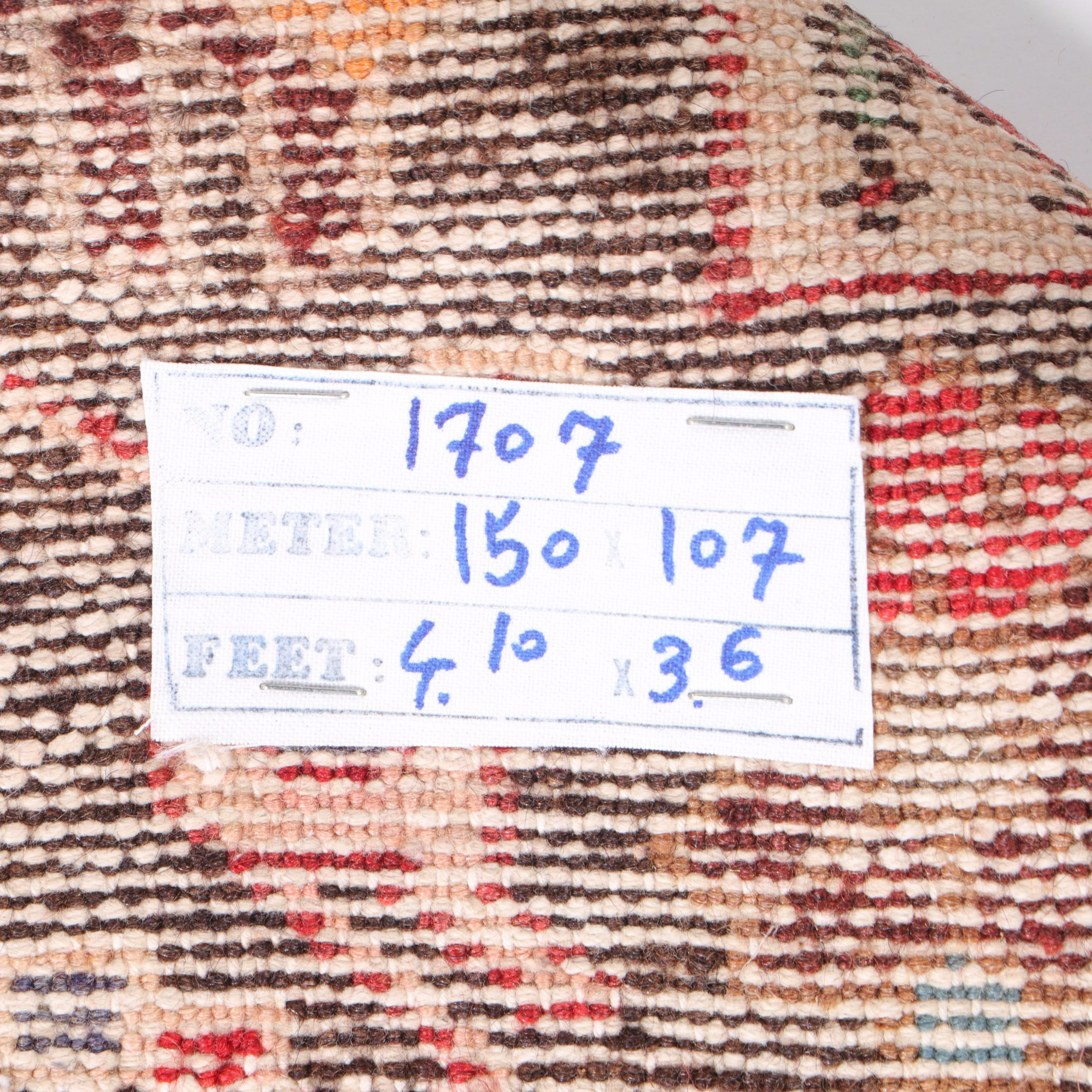 3'7 x 4'2 Hand-Knotted Persian Hamadan Accent Rug