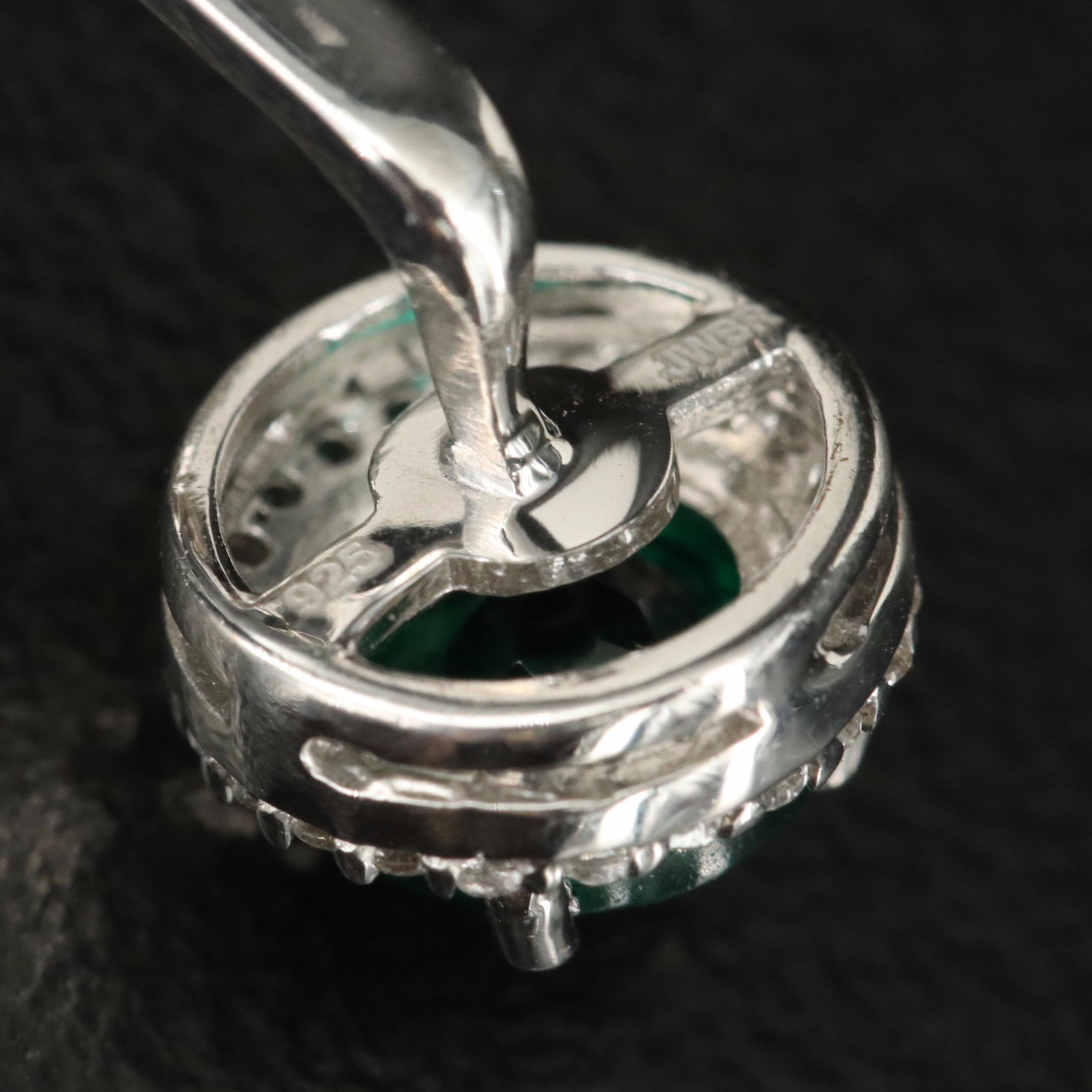 Sterling Emerald and White Sapphire Stud and Enhancer Earrings