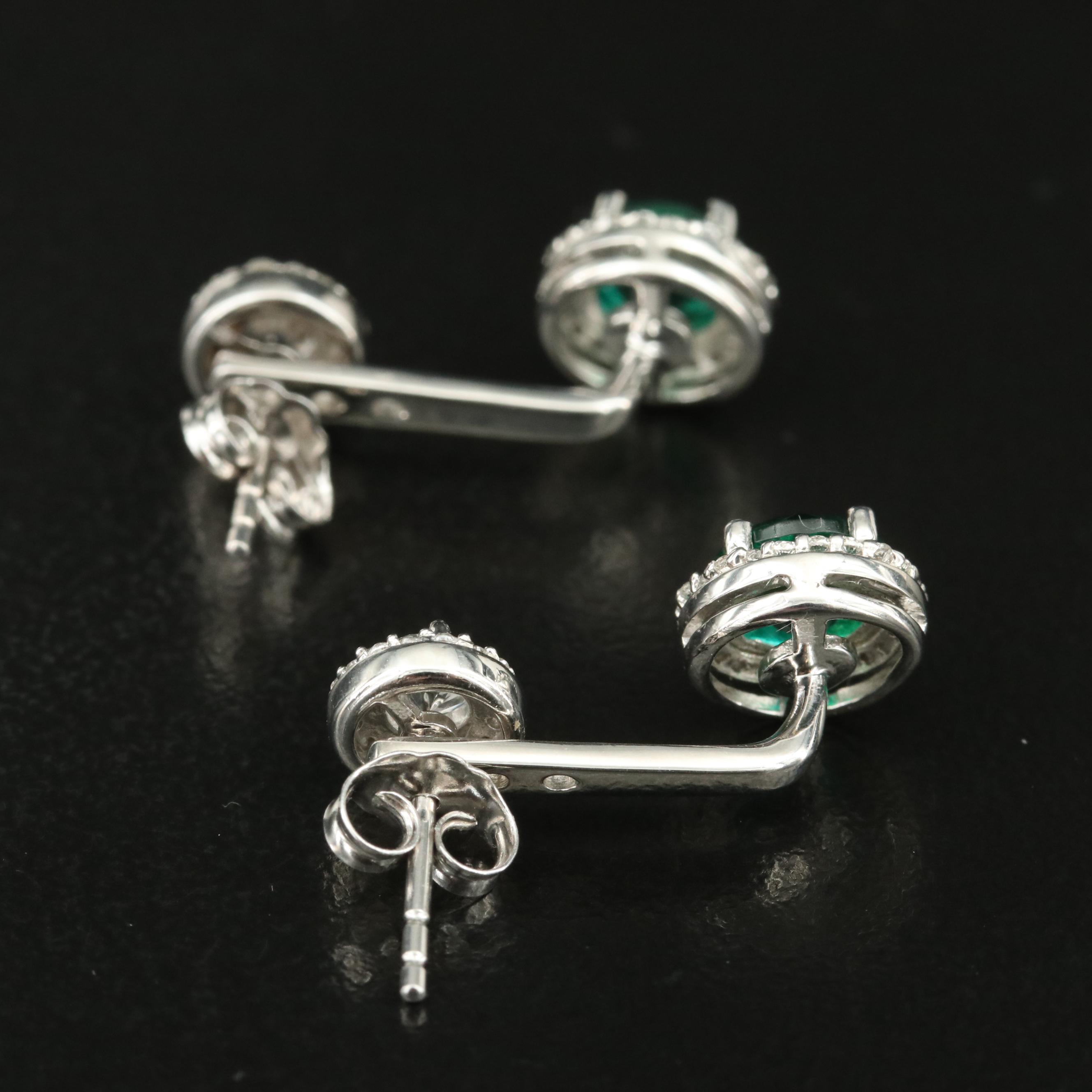 Sterling Emerald and White Sapphire Stud and Enhancer Earrings