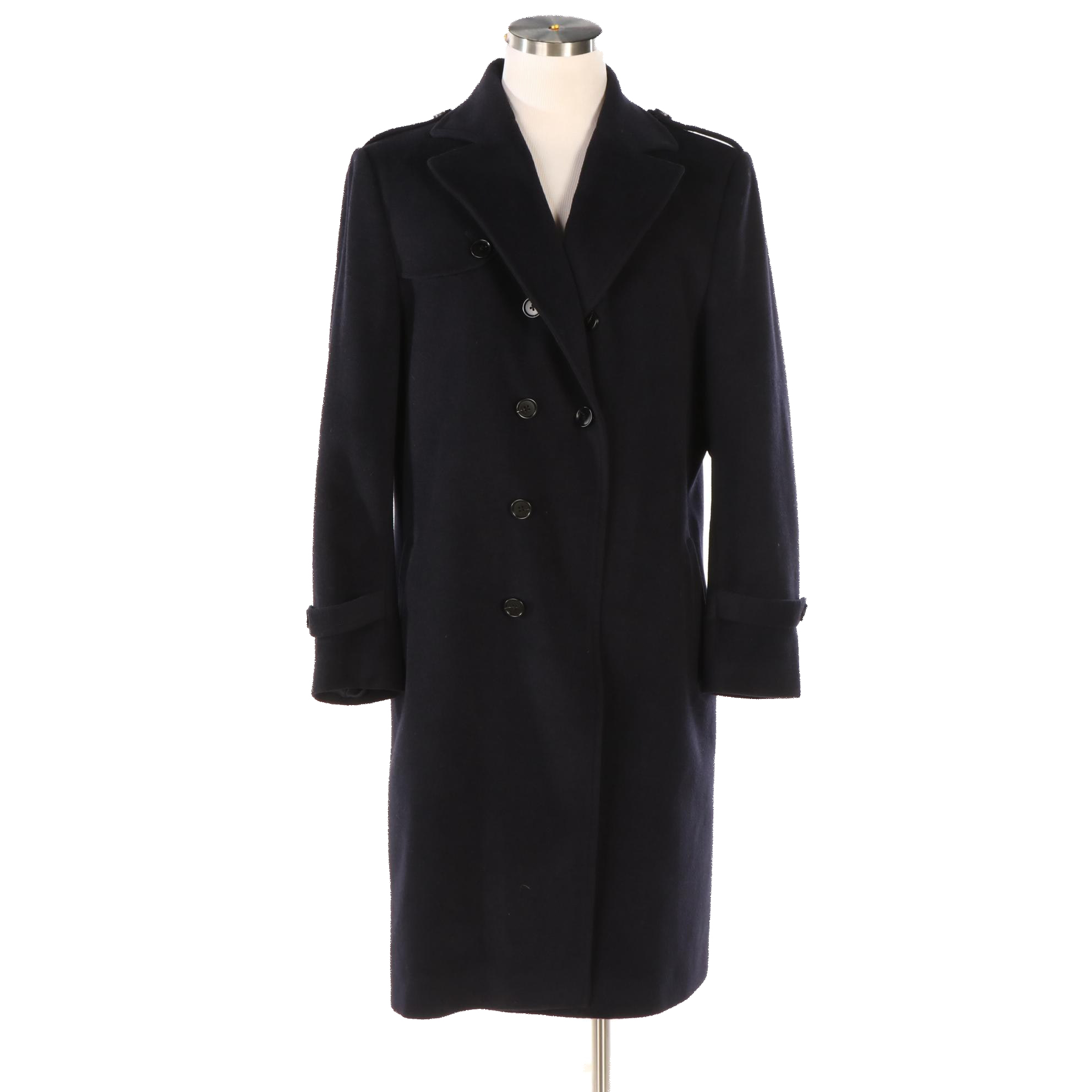 Men's Bespoke Double-Breasted Overcoat in Wool/Cashmere Blend with Half-Liner