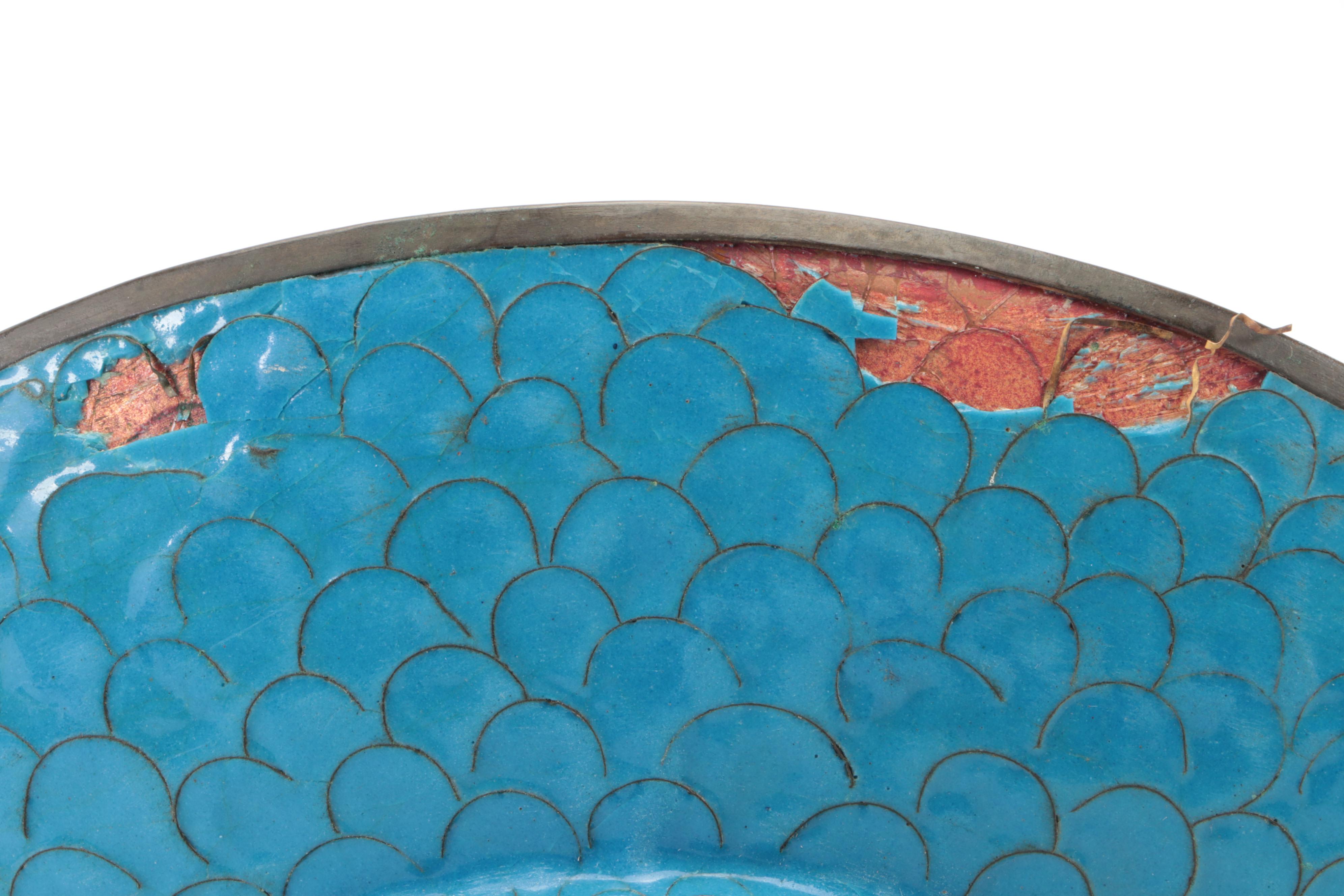 Matched Pair of Japanese Cloisonné Garden Motif Dishes