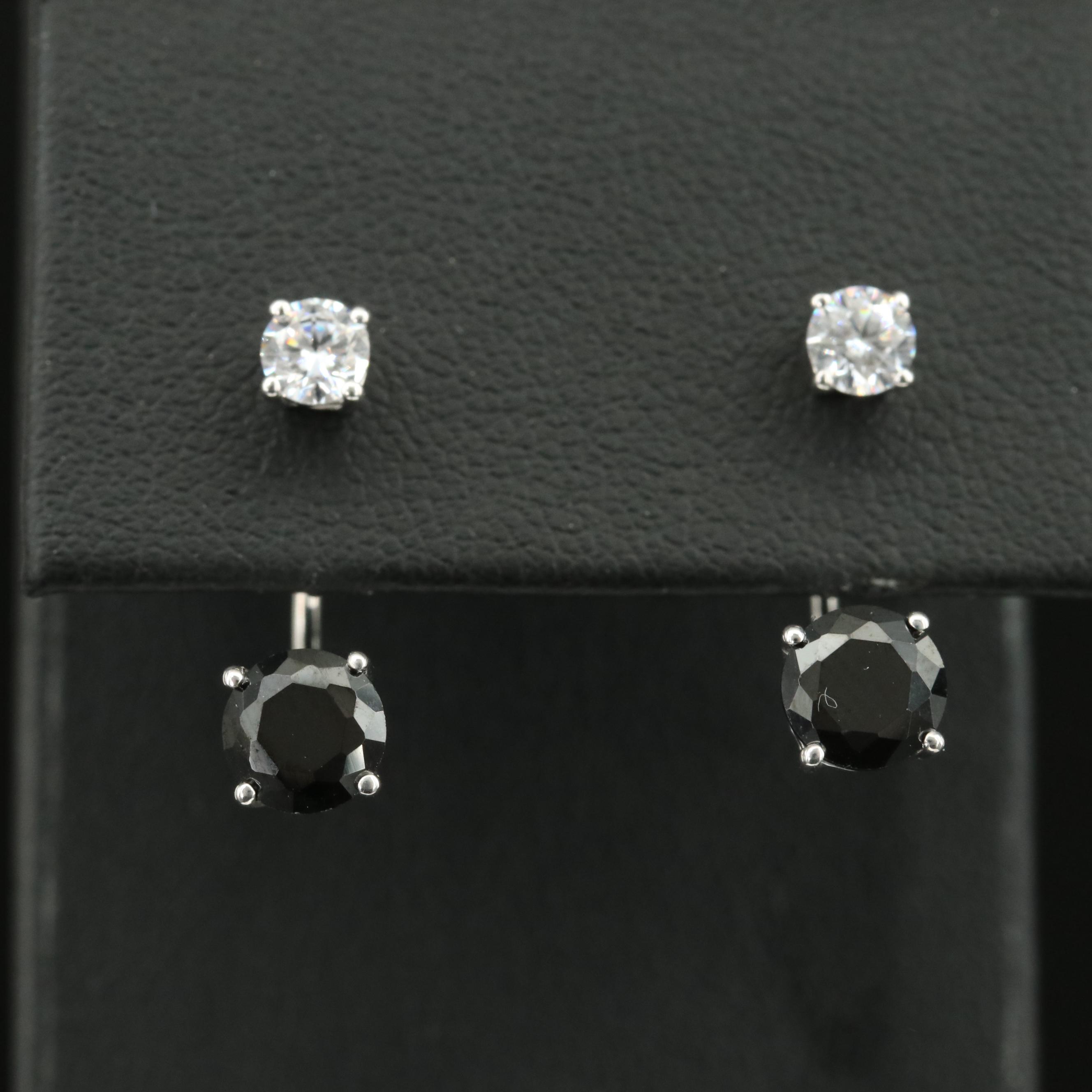 Sterling Cubic Zirconia Stud and Enhancer Earrings