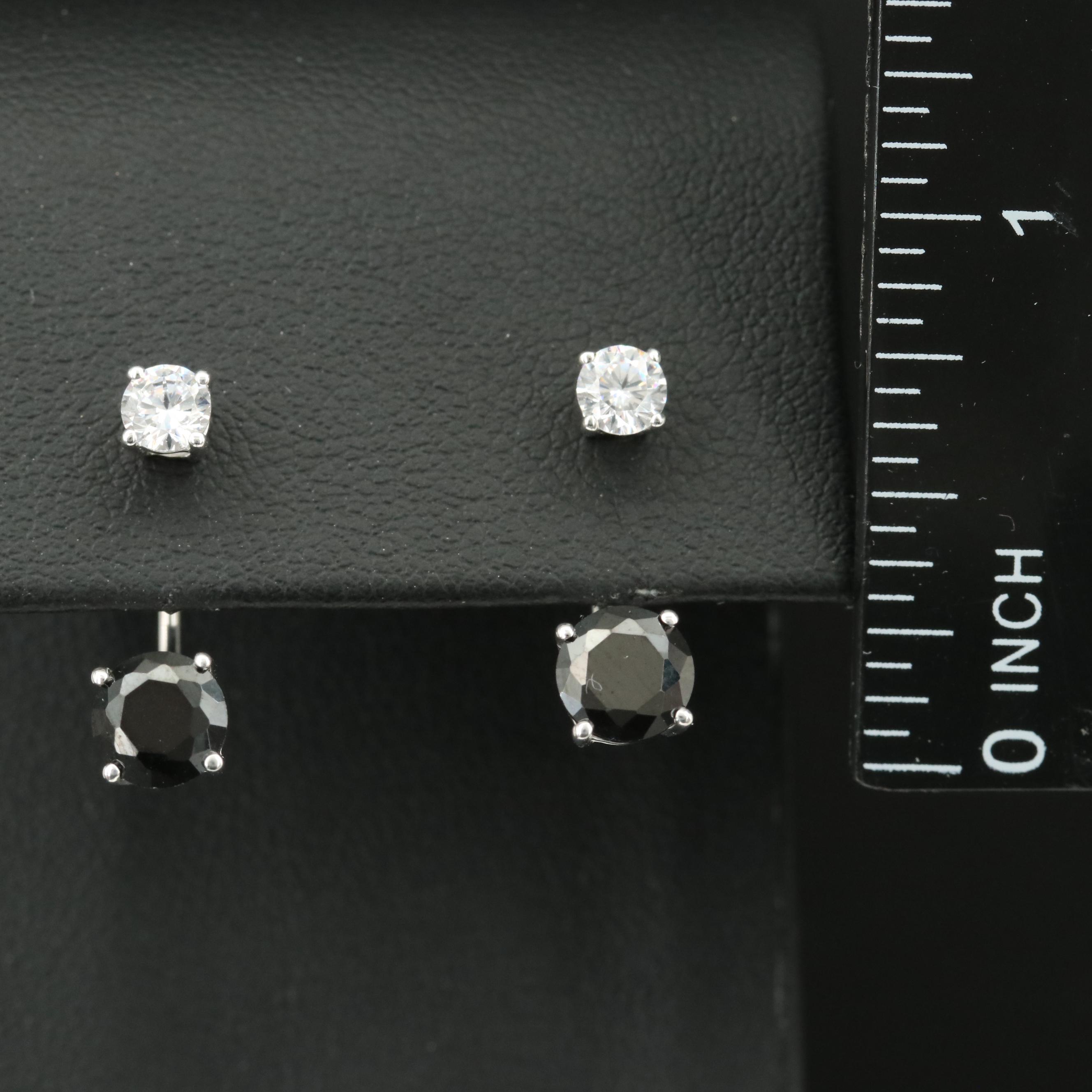 Sterling Cubic Zirconia Stud and Enhancer Earrings
