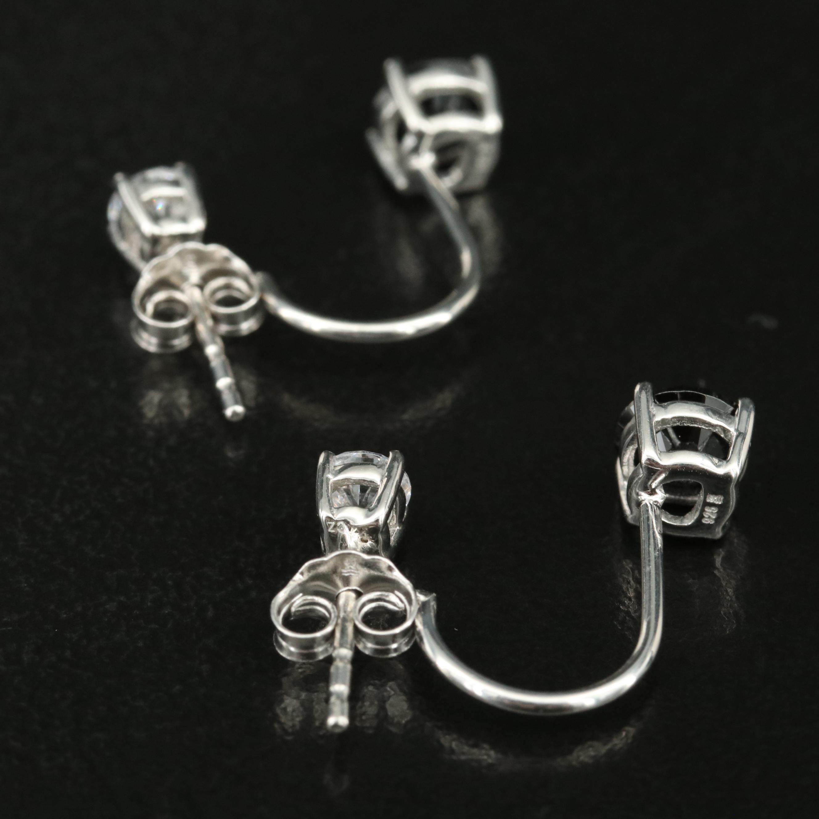 Sterling Cubic Zirconia Stud and Enhancer Earrings