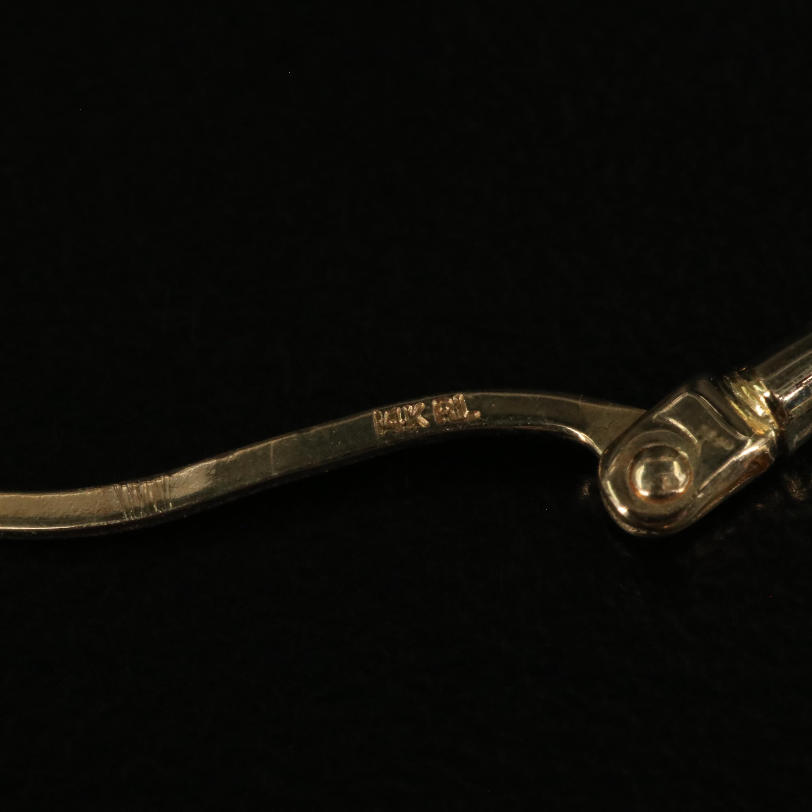 14K Oval Textured Hoop Earrings