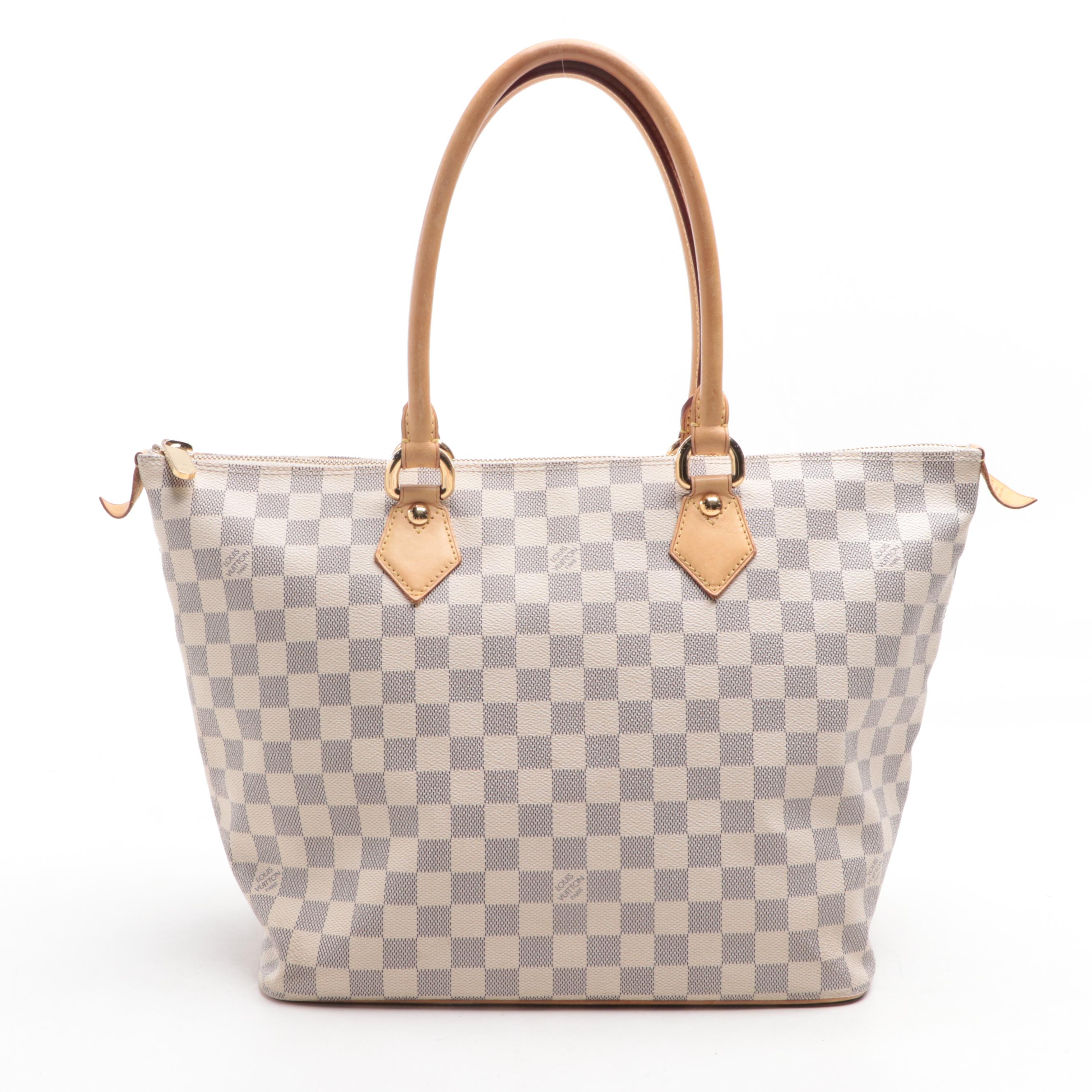 Louis Vuitton Saleya MM in Damier Azur Canvas and Vachetta Leather