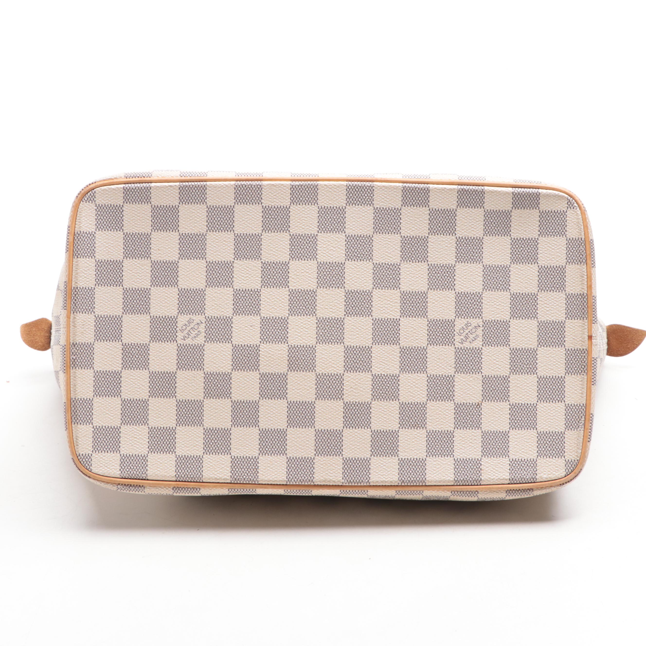Louis Vuitton Saleya MM in Damier Azur Canvas and Vachetta Leather
