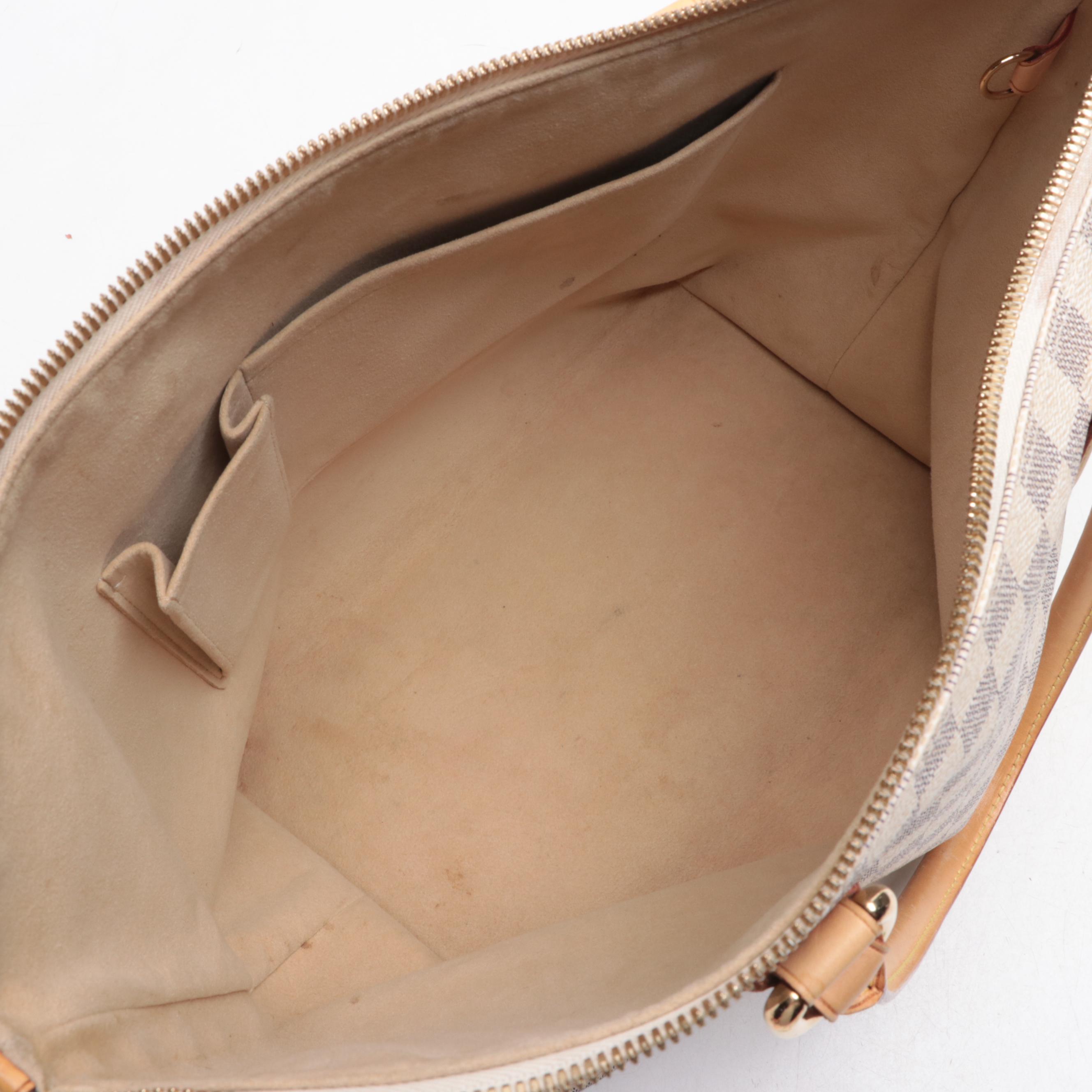 Louis Vuitton Saleya MM in Damier Azur Canvas and Vachetta Leather