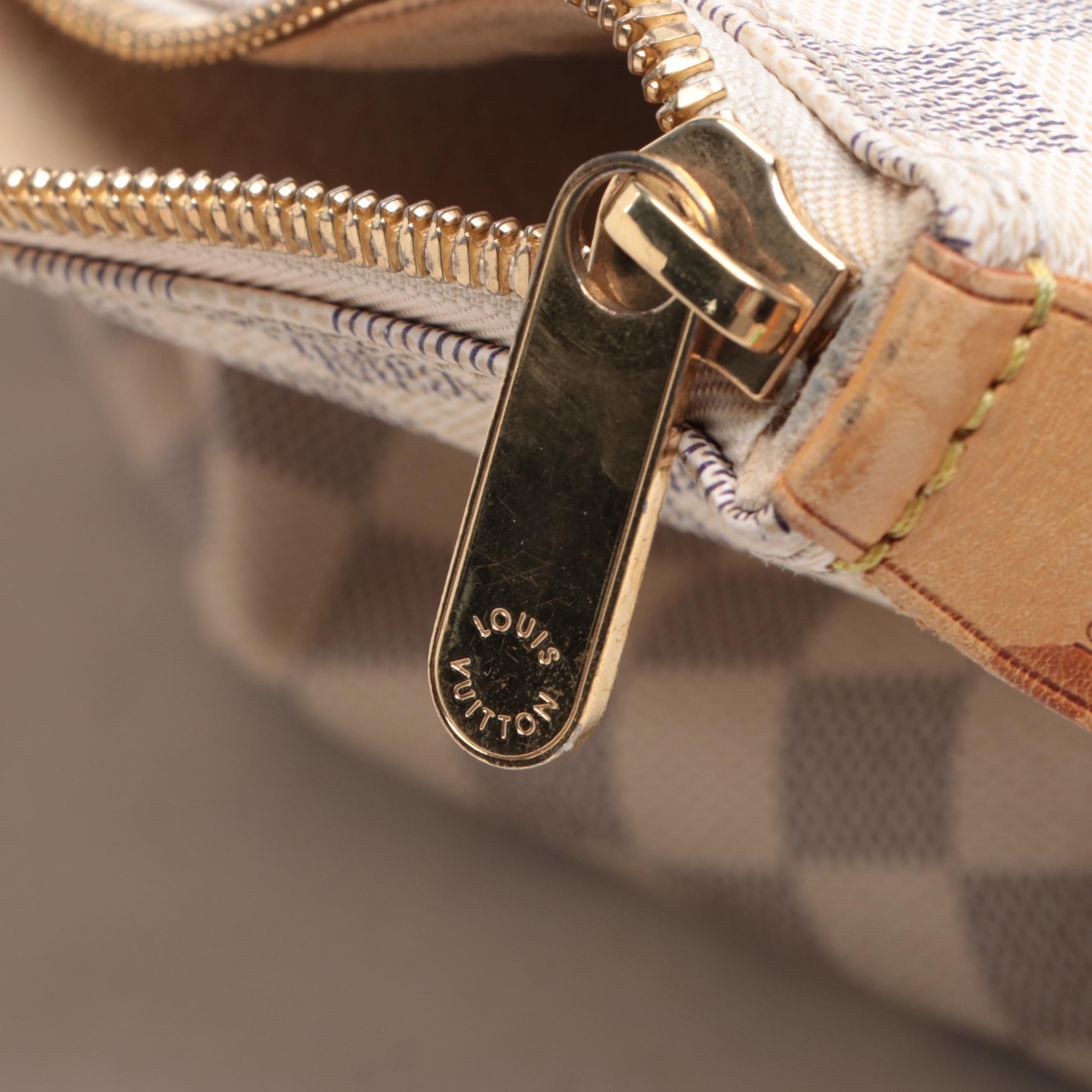 Louis Vuitton Saleya MM in Damier Azur Canvas and Vachetta Leather