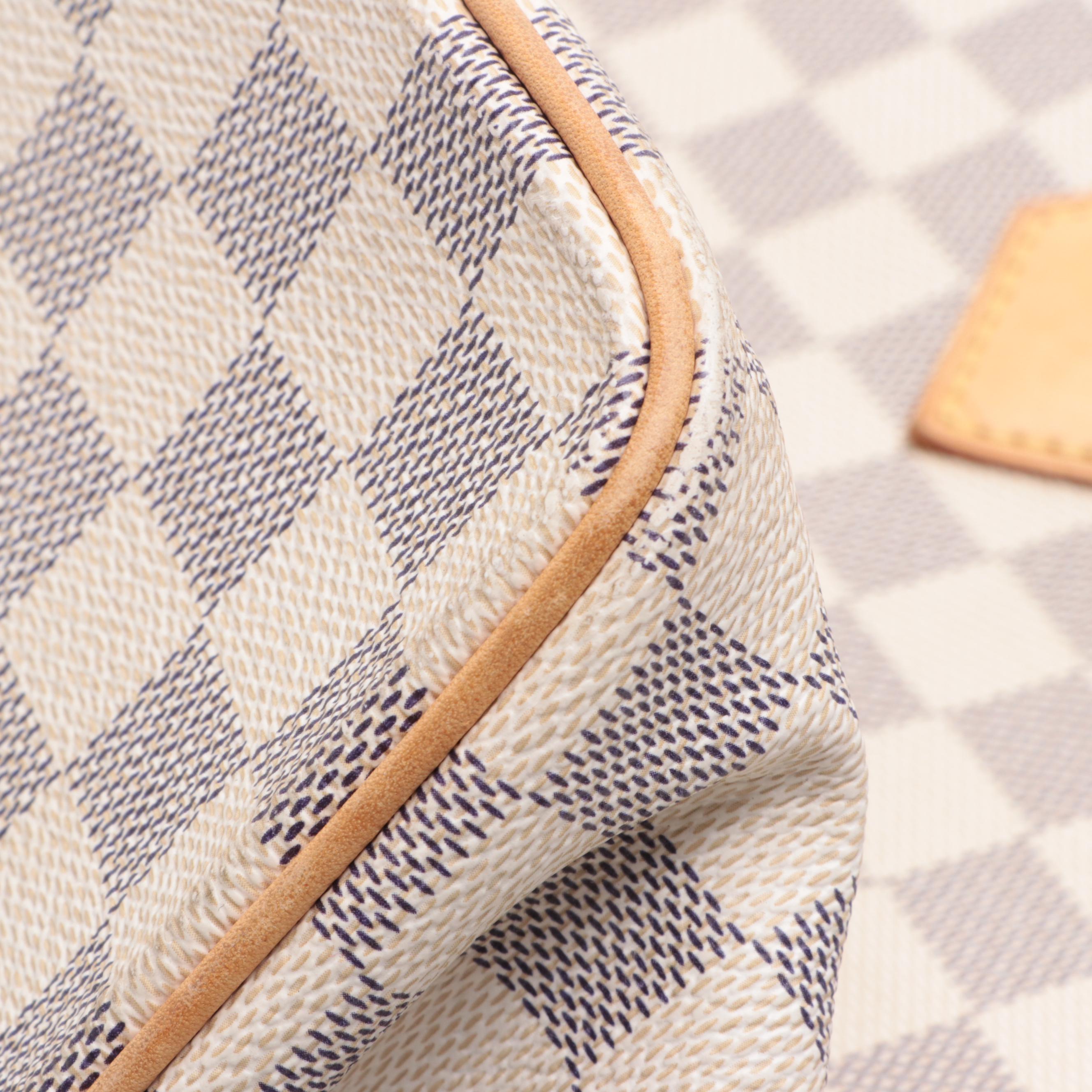 Louis Vuitton Saleya MM in Damier Azur Canvas and Vachetta Leather