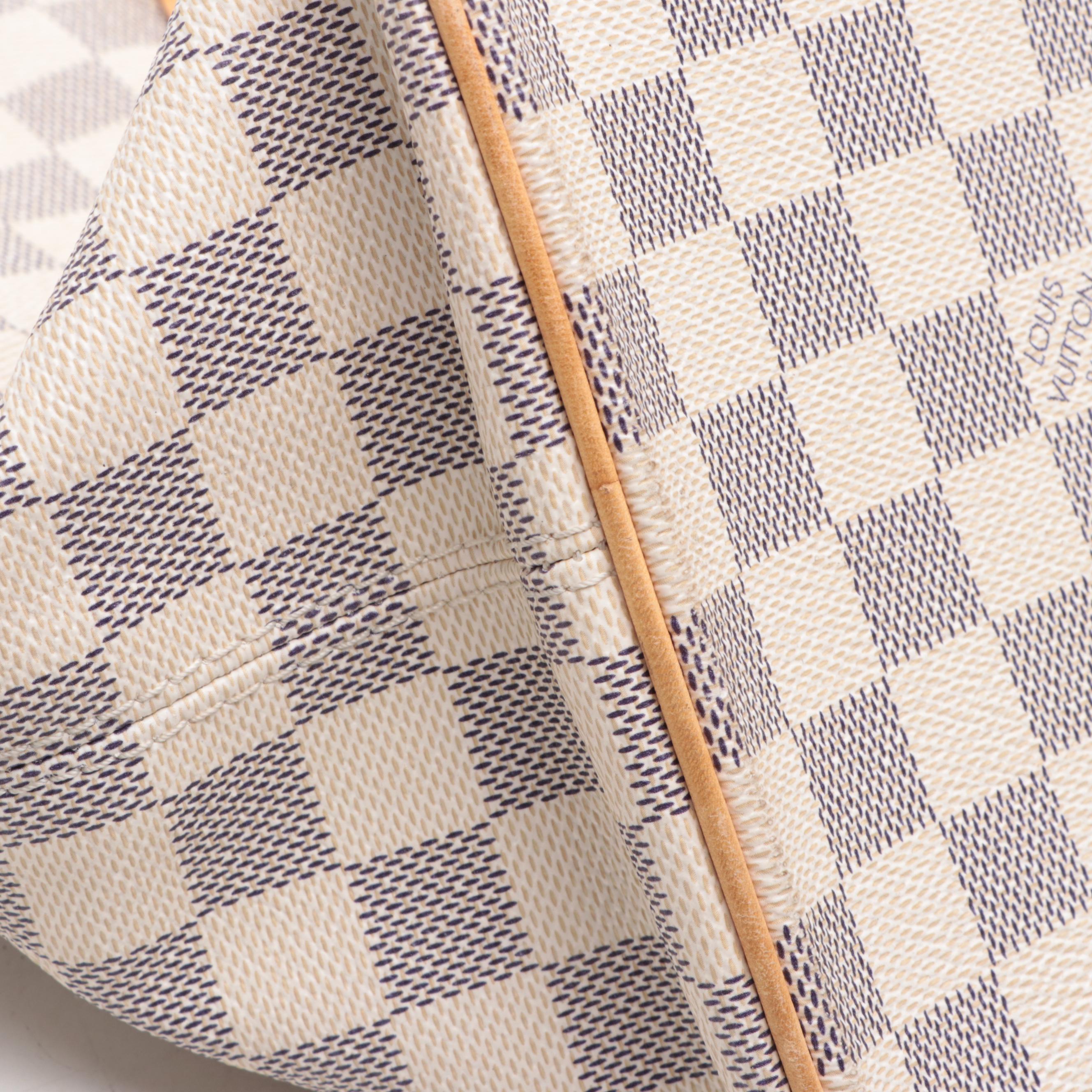 Louis Vuitton Saleya MM in Damier Azur Canvas and Vachetta Leather