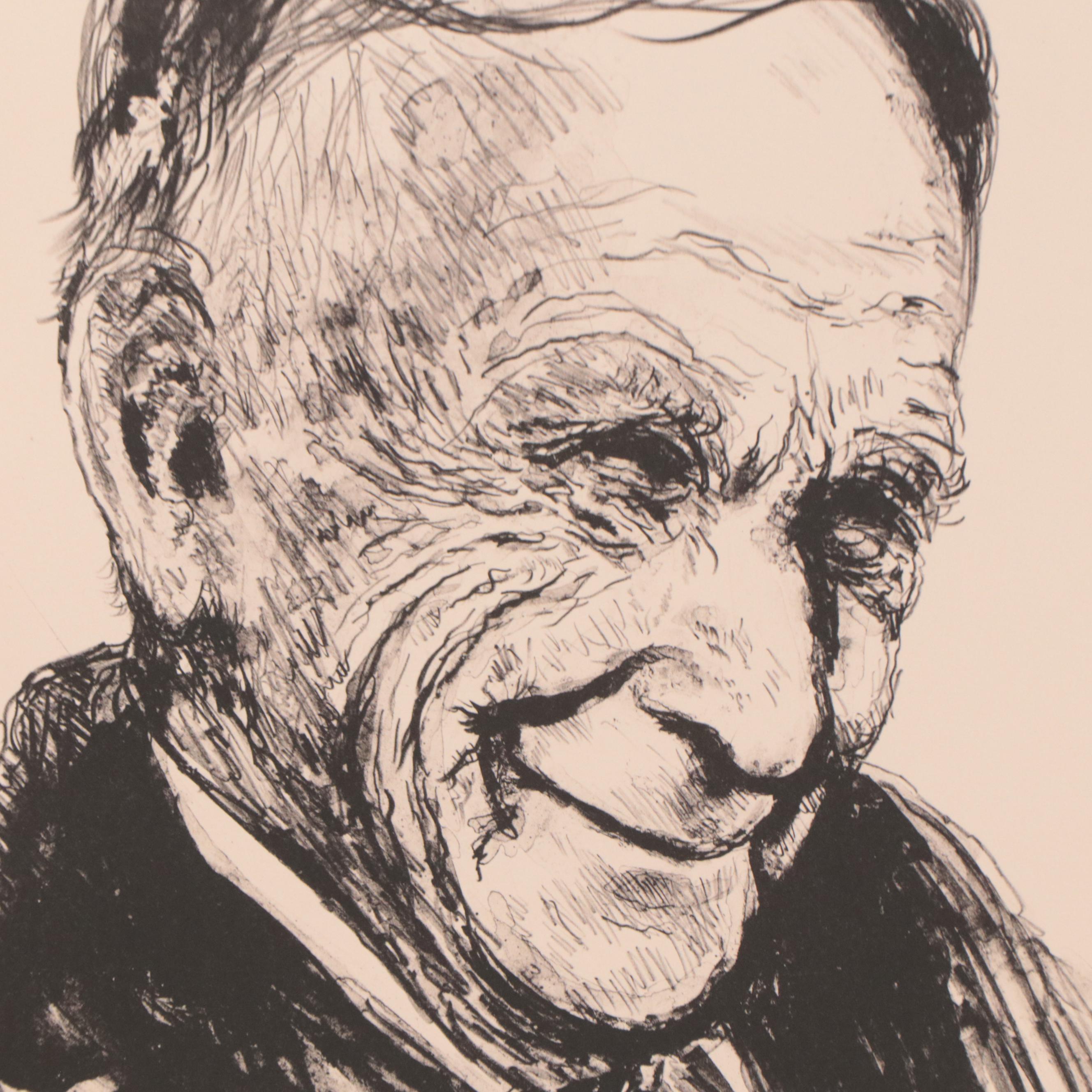 Sidney Chafetz Portrait Lithograph "Roger Baldwin," 1981