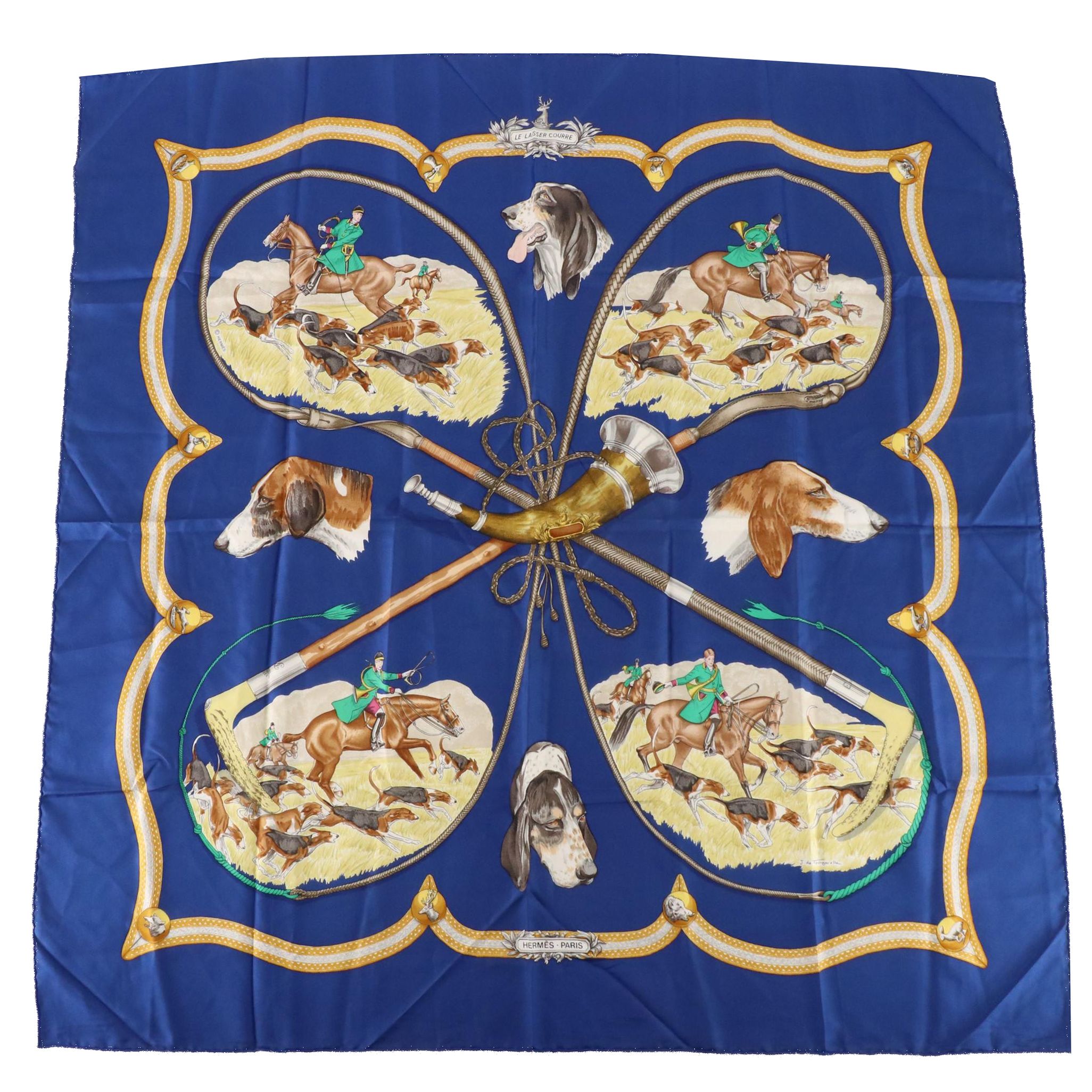 Hermès "Le Laisser Courre"  Scarf 90 in Silk Twill