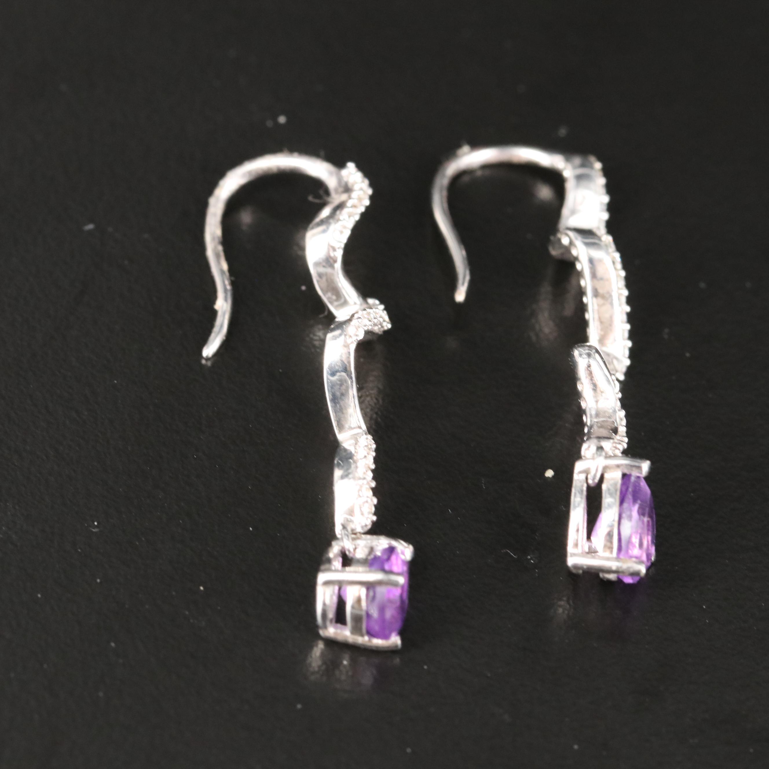 Sterling Amethyst and Sapphire Earrings