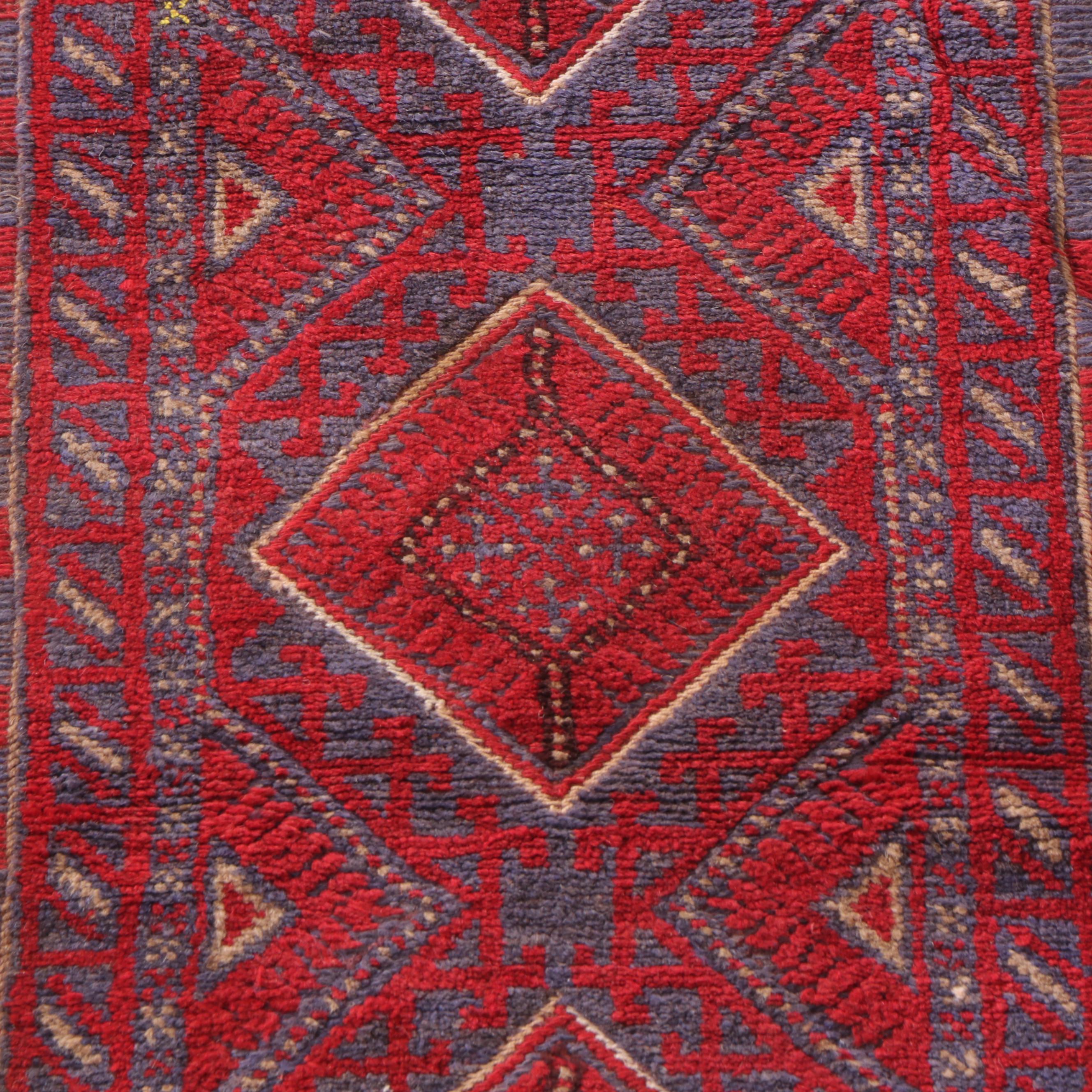 2' x 7'10 Hand-Knotted Afghan Mixed Technique Carpet Runner