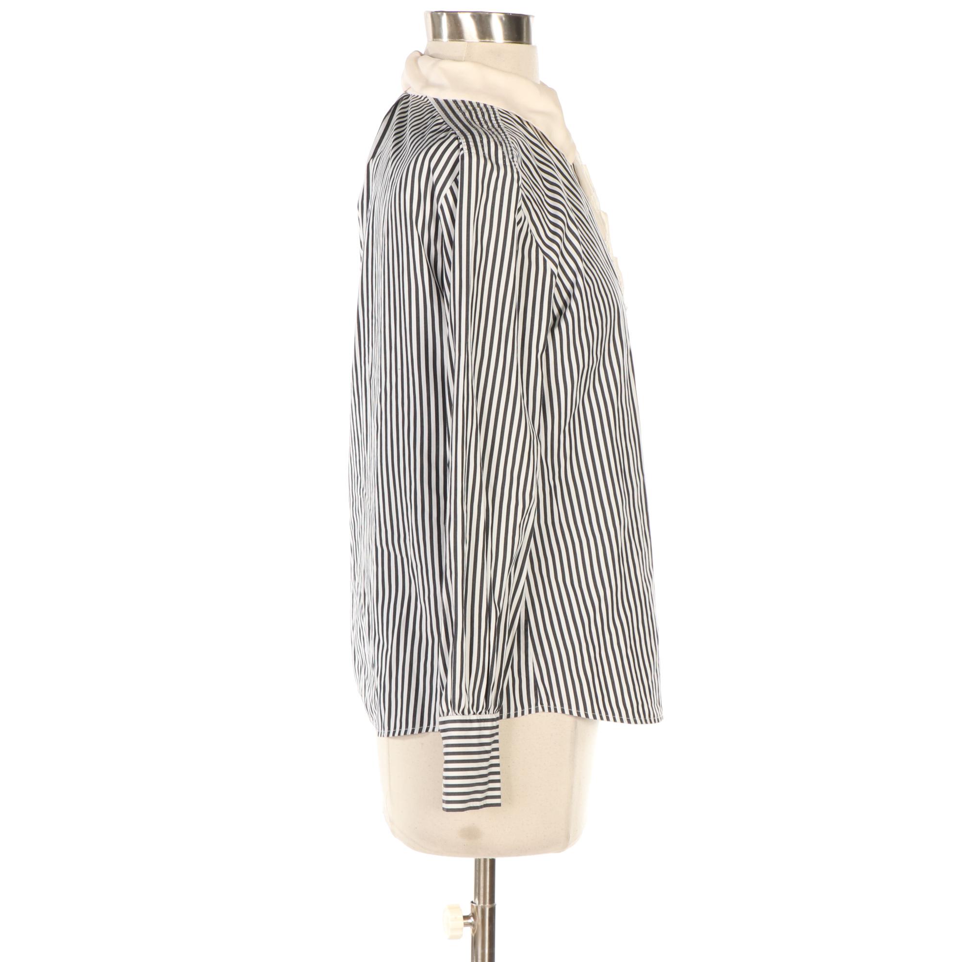 Louis Vuitton Striped Blouse with Ruffle Trim in Cotton