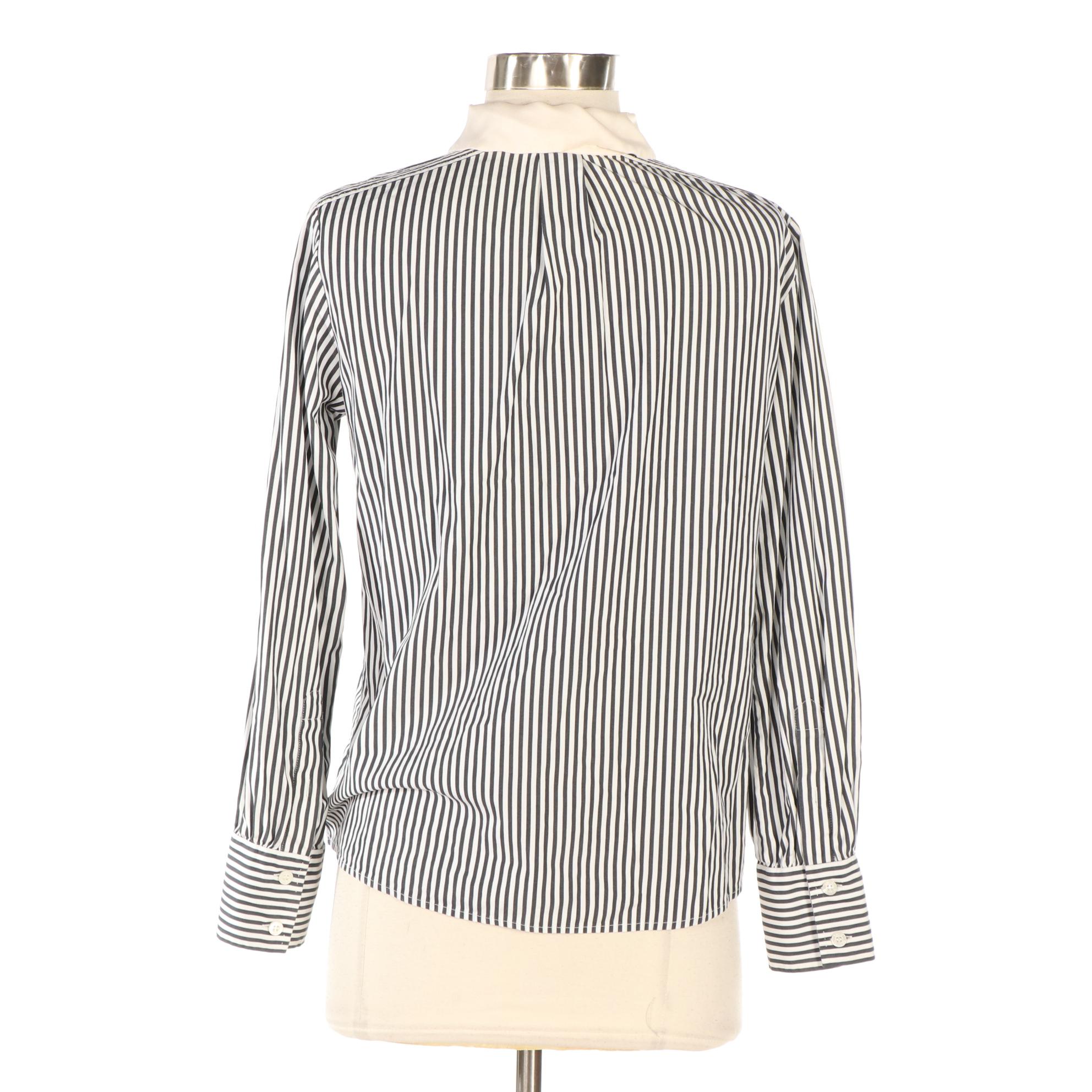 Louis Vuitton Striped Blouse with Ruffle Trim in Cotton